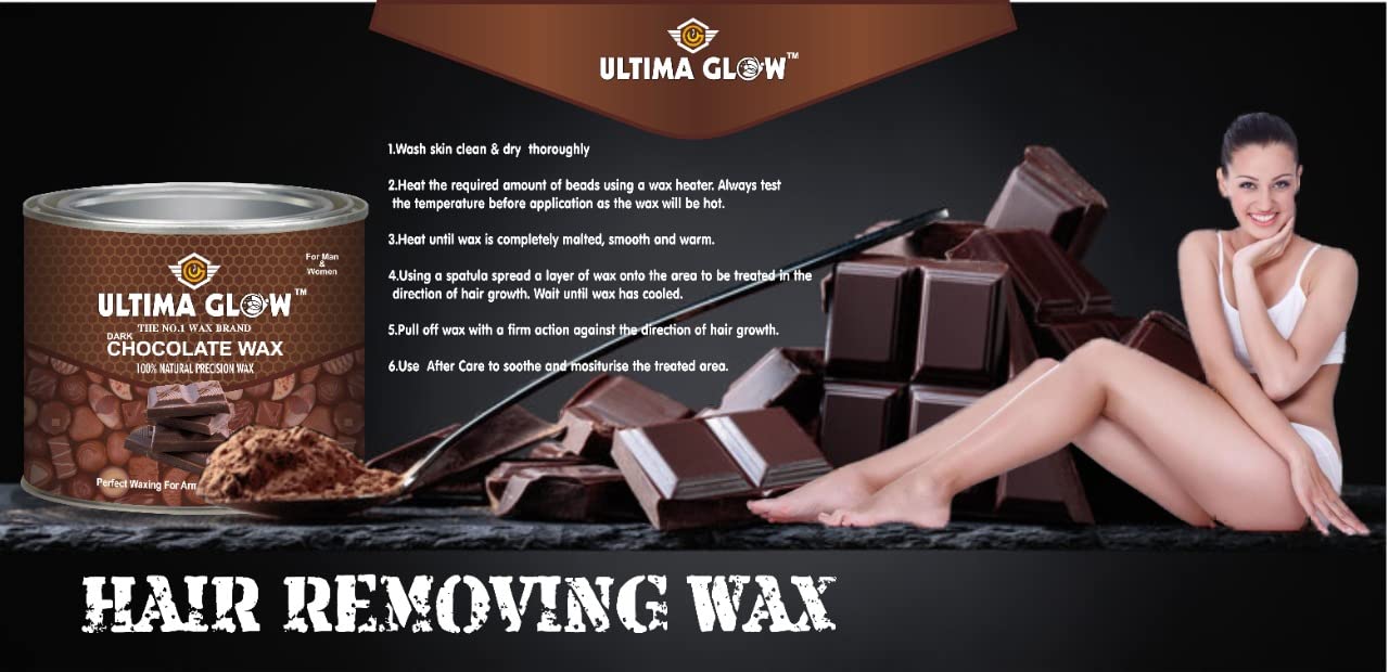 ULTIMA GLOW Dark Chocolate Strip & Stick Wax (600g) - Hair Removal Wax for Women & Men | Arms, Legs, Chest, Back & Full Body | Tan Removal | All Skin Types | At-Home Salon Waxing & Travel-Friendly Hair Removal