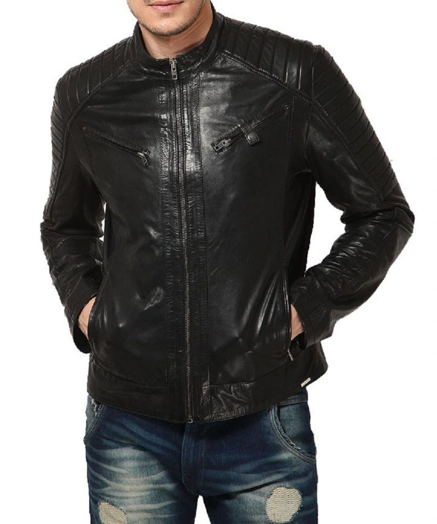 Men's Genuine Cowhide Motorcycle Leather Jacket C193 - Durable & Stylish Riding Gear for Bikers & Outdoor Enthusiasts