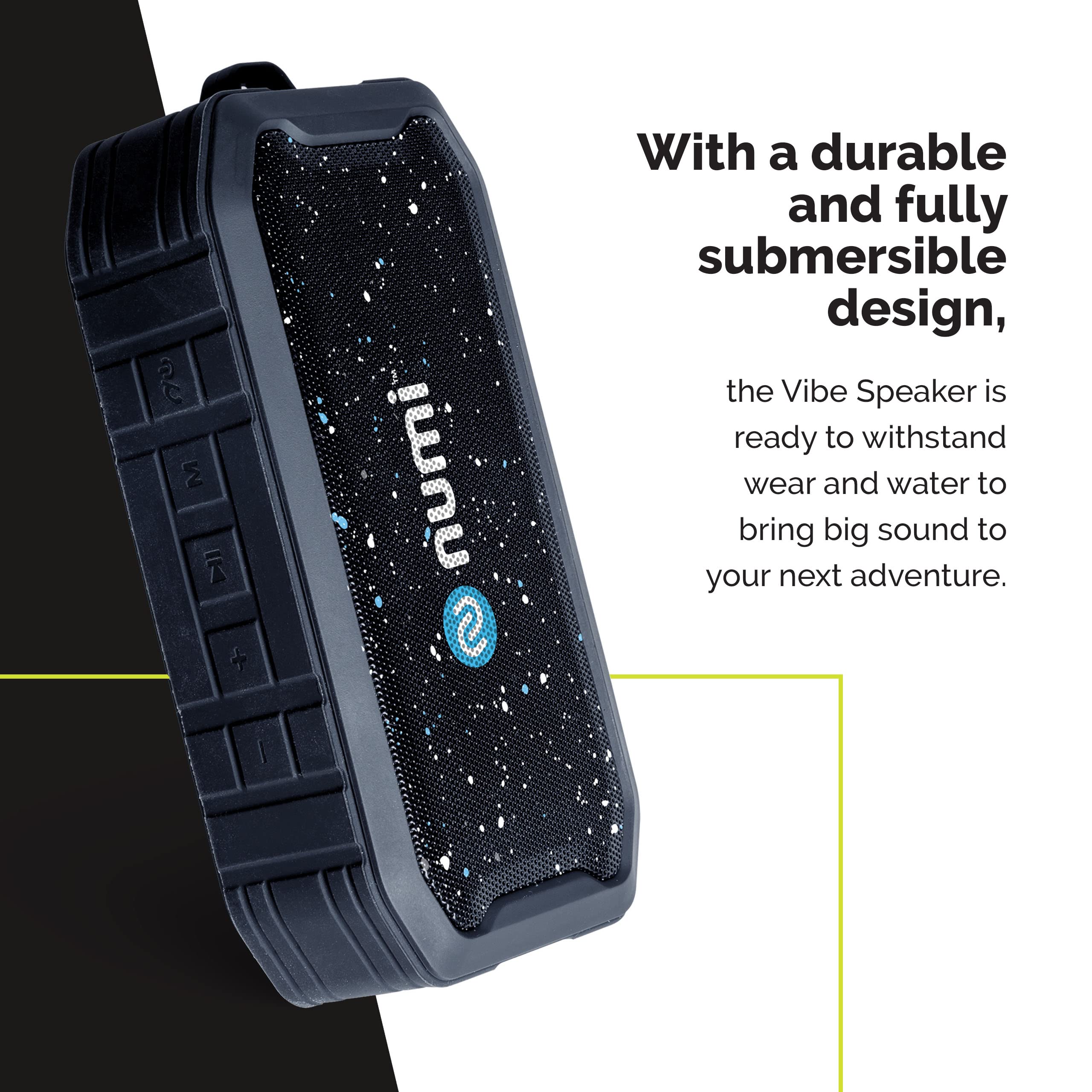 Numi Vibe Wireless Waterproof Bluetooth Speaker - 8+ Hours Playtime, 5W Portable Speaker with Micro-USB Charging Cable | Perfect for Pool Parties, Beach Trips & Outdoor Adventures