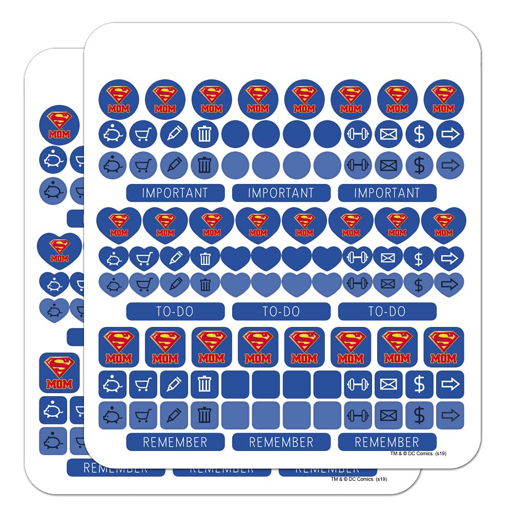 Super Mom Shield Logo Planner Stickers - 50pcs Scrapbooking Sticker Set for Calendar, Journal, DIY Crafts - Perfect for Bullet Journals, Scrapbooks & Planner Decorations