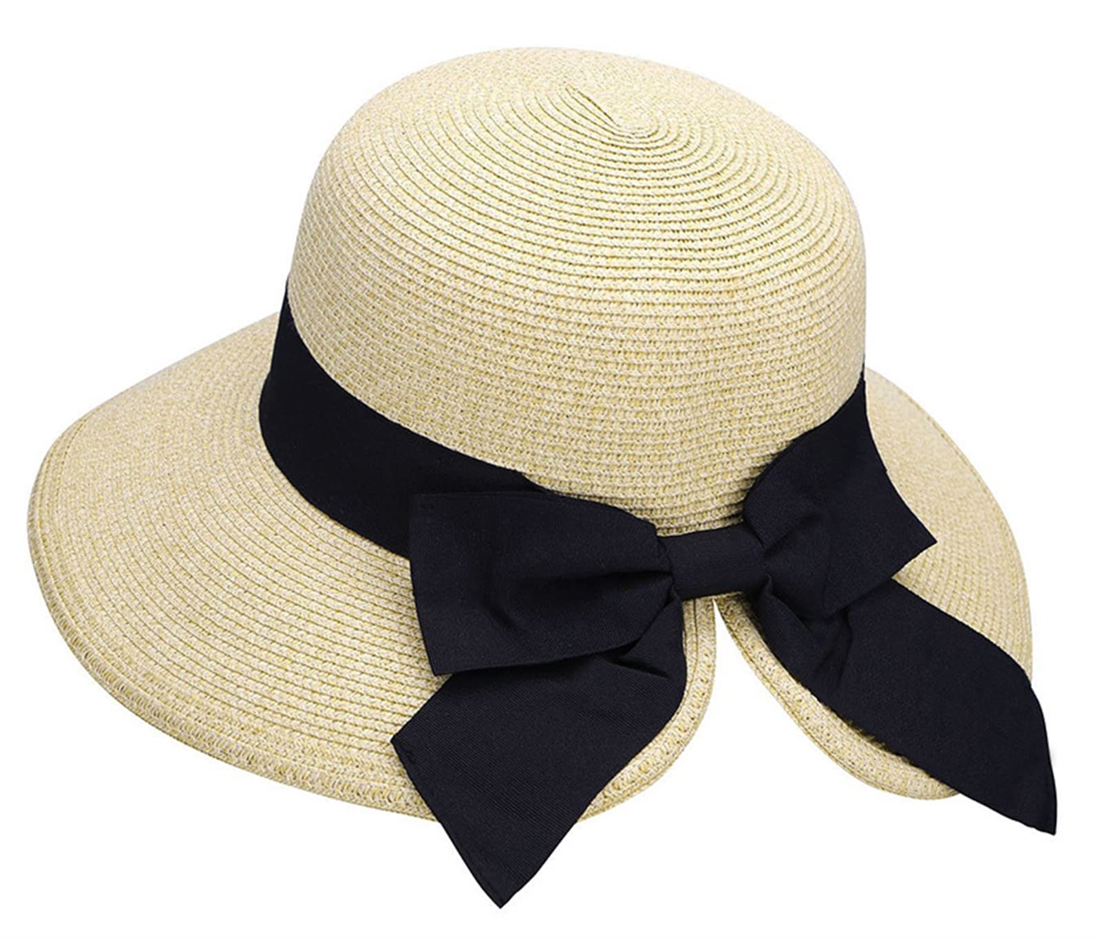 Lifup Women's UPF 50+ Wide Brim Sun Hat with Bow - Summer Beach Straw Hat for Vacation, Outdoor Activities, Gardening, and Travel Protection
