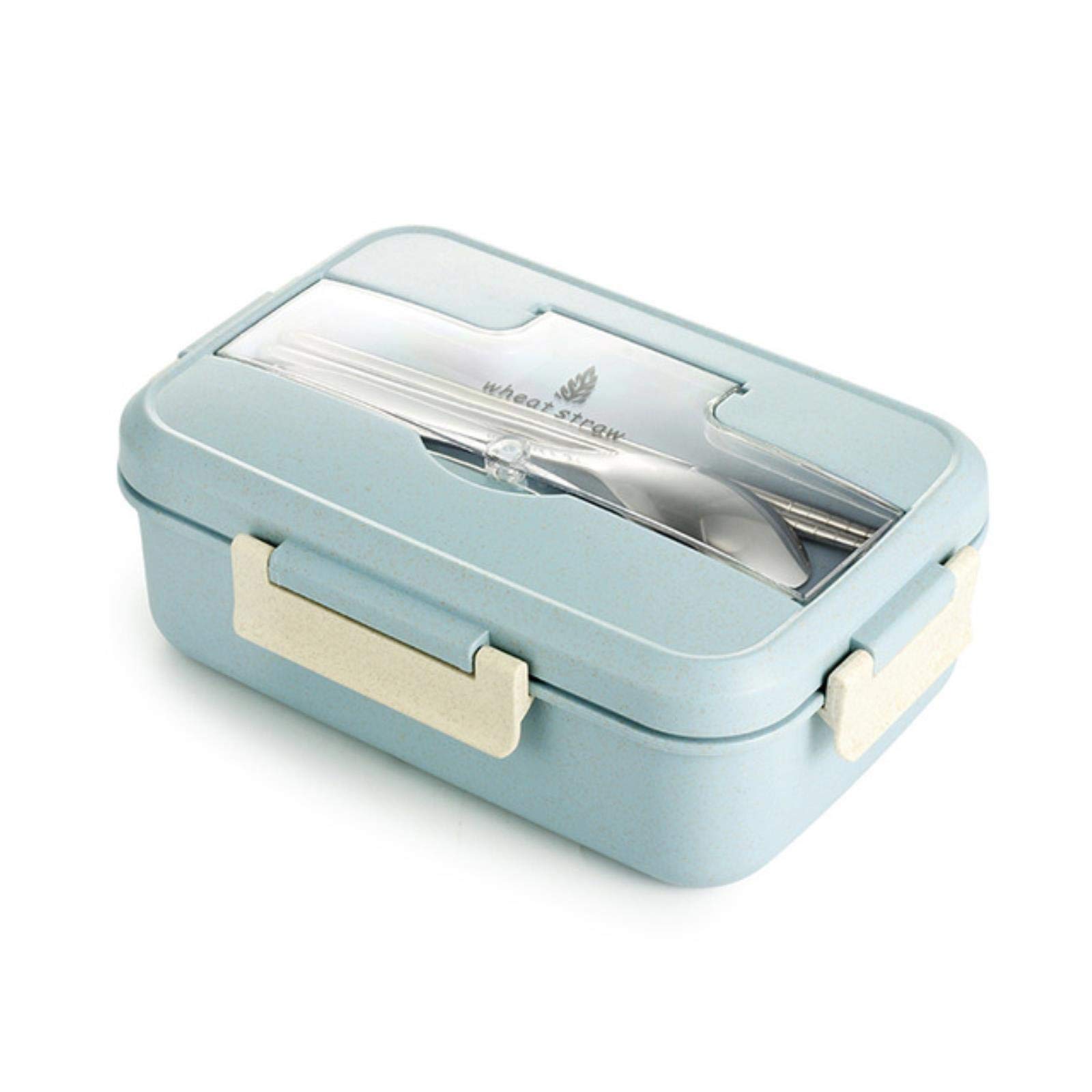 Eco-Friendly Wheat Straw Microwave Lunch Box with Spoon & Chopsticks - BPA-Free Food Storage Container for Kids, School, Office & Travel - Perfect for Meal Prep, Bento, and On-the-Go Dining