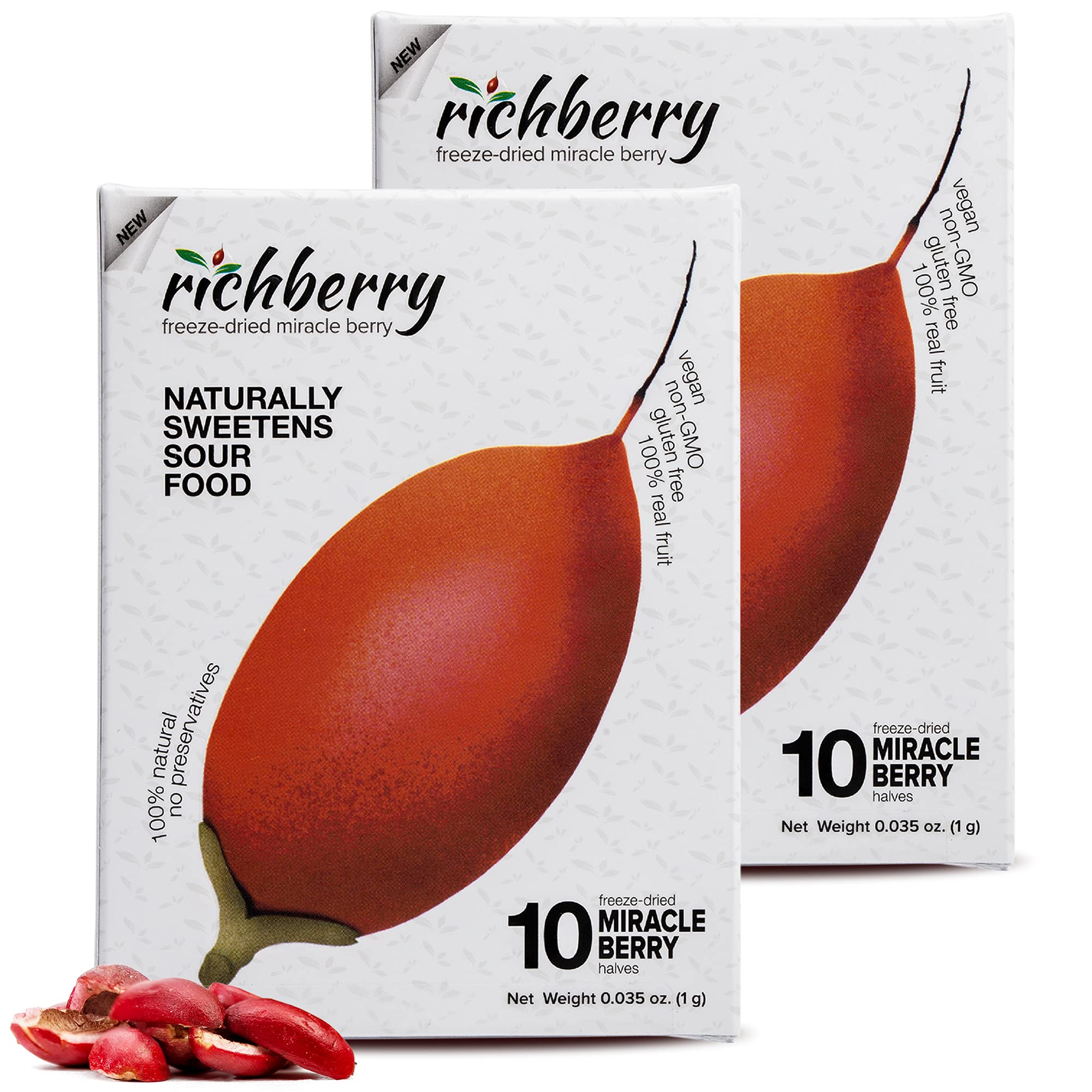 Richberry Miracle Berry Freeze-Dried Tablets - Natural Sweetener for Sour Foods (20 Count) | Taste Tripping Experience, Healthy Snack Alternative | Perfect for Parties, Diabetes Diet & Flavor Exploration