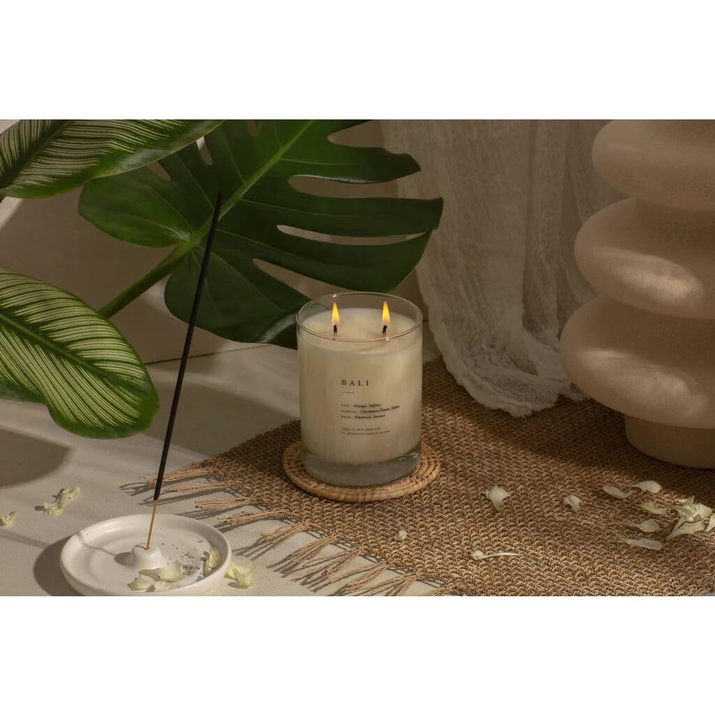 Brooklyn Candle Studio Bali Classic 2-Wick Scented Candle - Vegan Soy Wax, Hand-Poured in USA, 70-Hour Burn Time, 13oz - Perfect for Home Decor, Relaxation & Aromatherapy