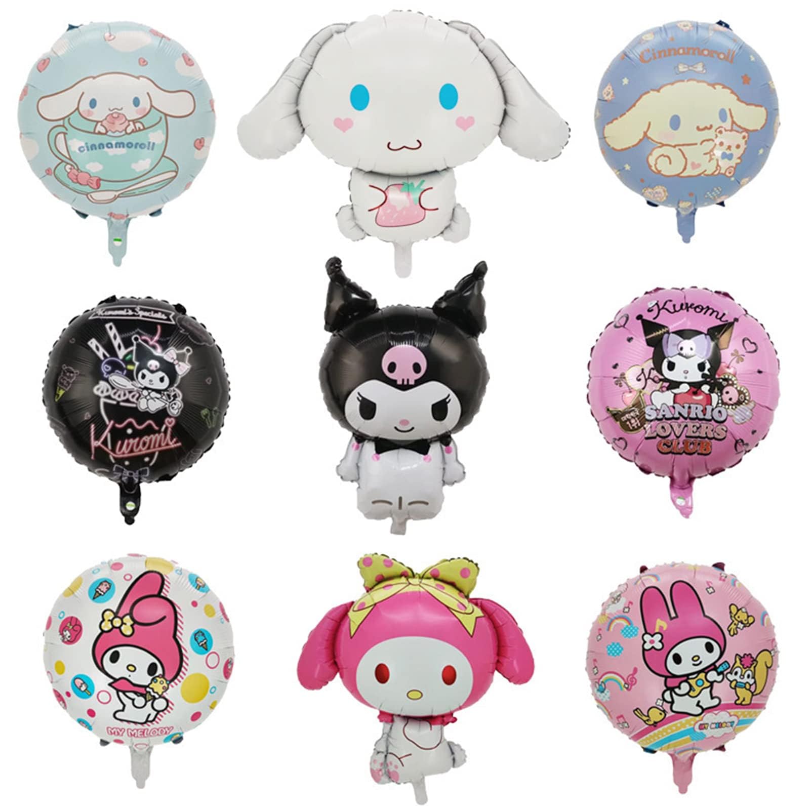 9Pcs Cute Anime Party Balloons - Double Sided Aluminum Film Balloons for Birthday Decorations, Anime Theme Party Supplies, Kawaii Home Decor & Photo Backdrop (Perfect for Cosplay Events, Baby Showers & Themed Celebrations)