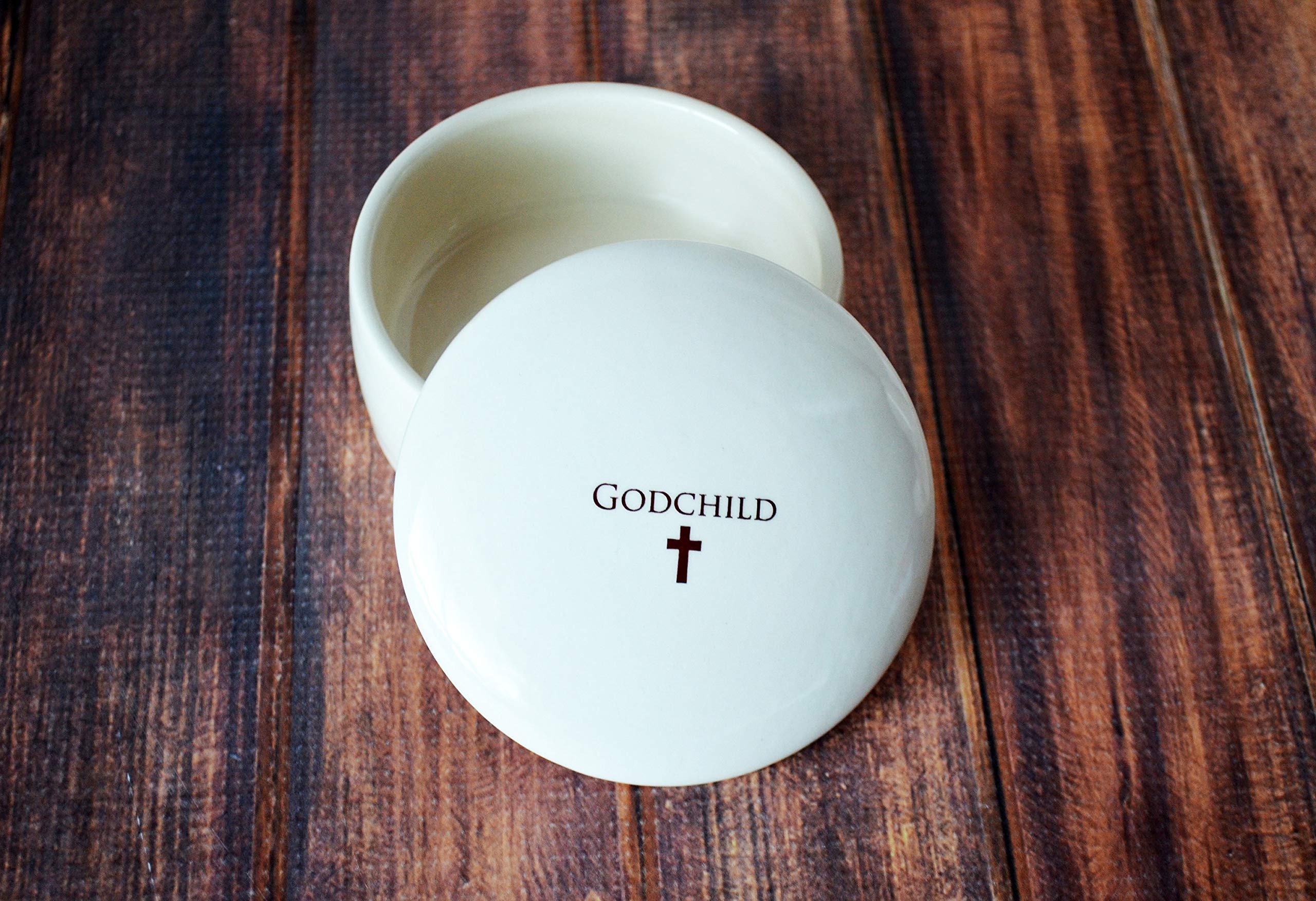 Personalized Godchild Gift - Engraved Round Keepsake Box for Goddaughter or Godson | Baptism, Christening, Birthday & Special Occasion Present