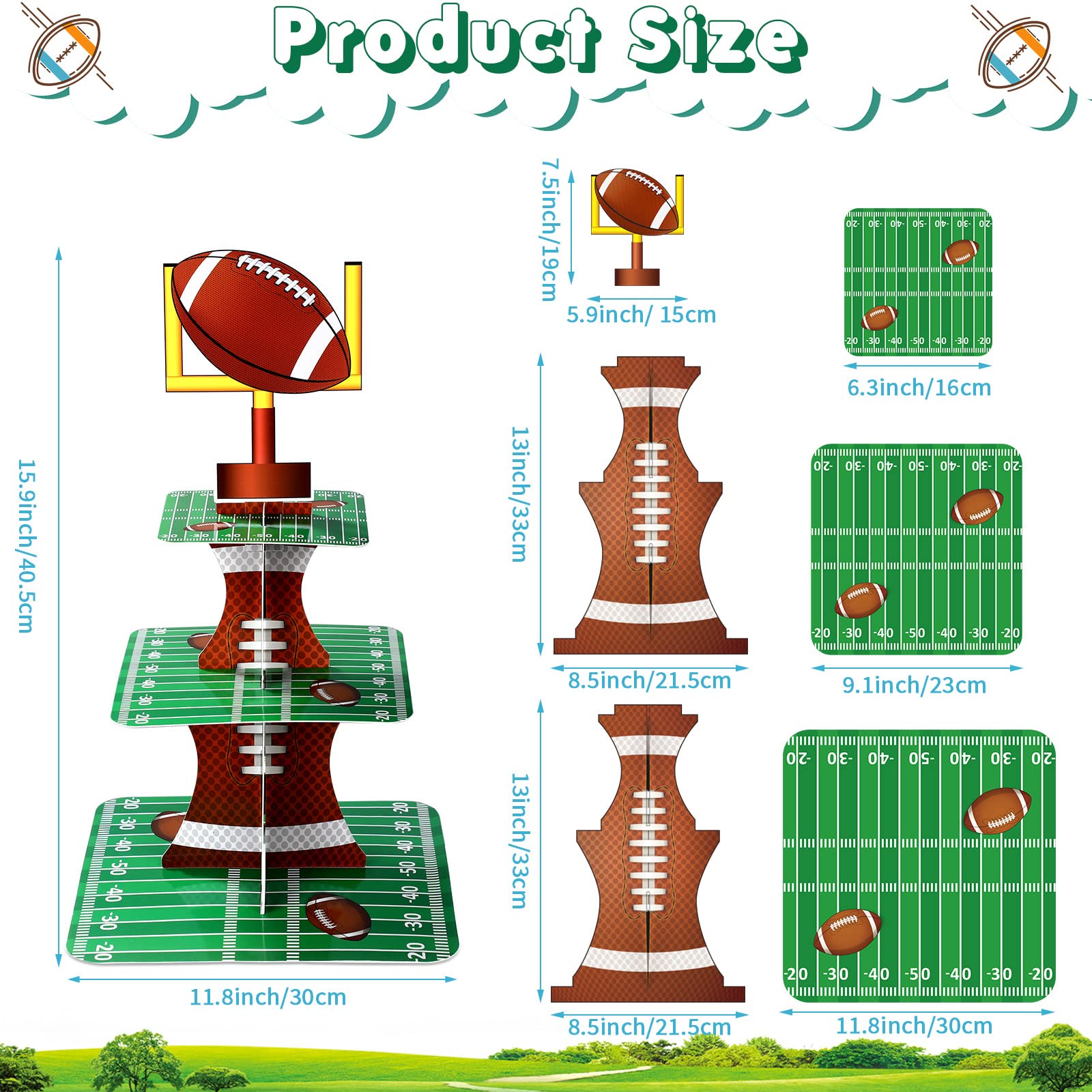 3-Tier Football Theme Cupcake Stand for Sports Birthday Party Decorations | Perfect for Football Themed Parties, Game Day Dessert Displays & Sports Event Supplies