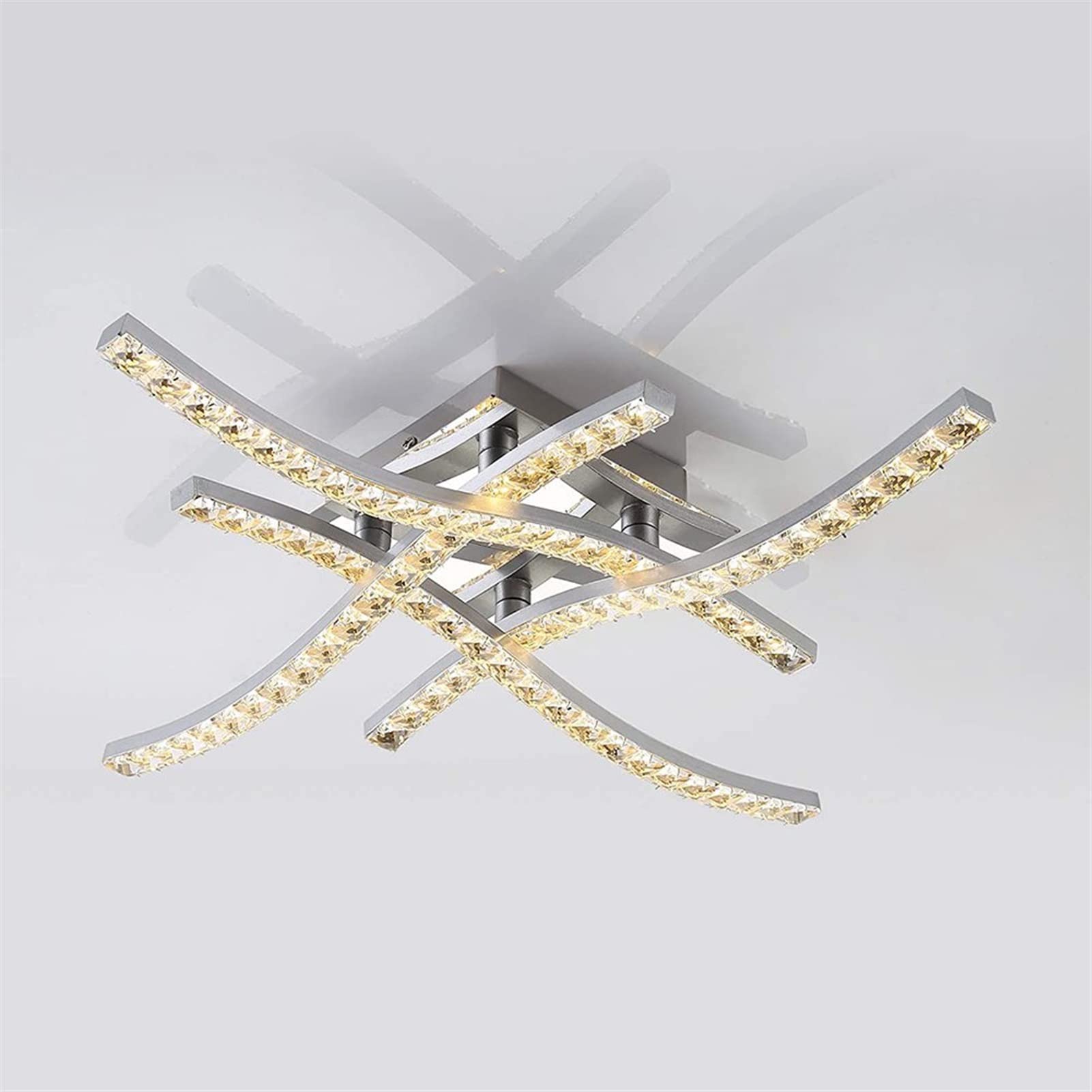 LED Crystal Wave-Shaped Ceiling Light Fixture 24W Warm White 3000K - Modern Decorative Lighting for Bedroom, Living Room & Dining Room - Perfect for Home Decor, Ambient Lighting and Interior Design