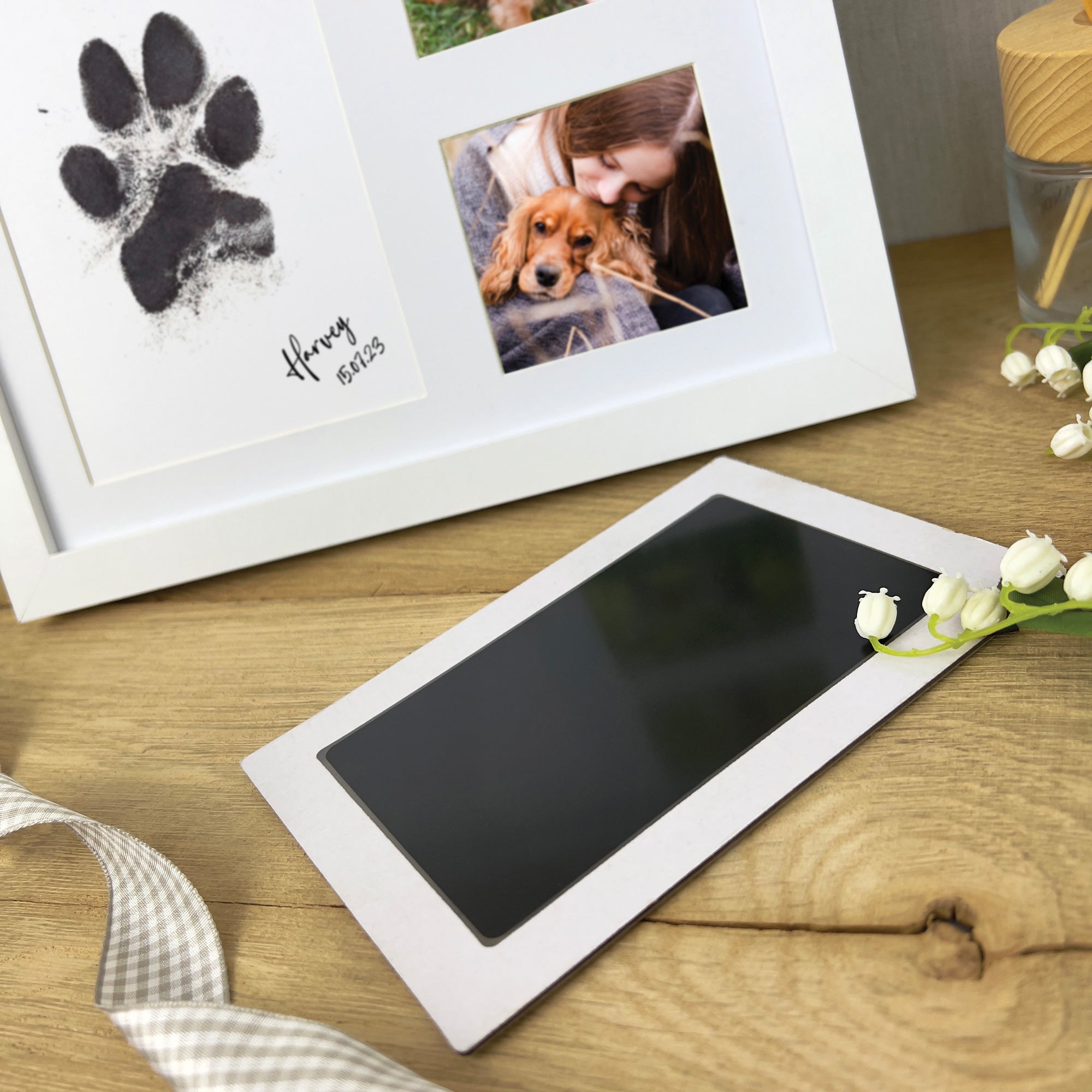 Custom Paw Print Ink Keepsake Photo Frame Kit for Pet Memorials - Perfect for Dog & Cat Lovers, Memorial Gifts & Home Decor