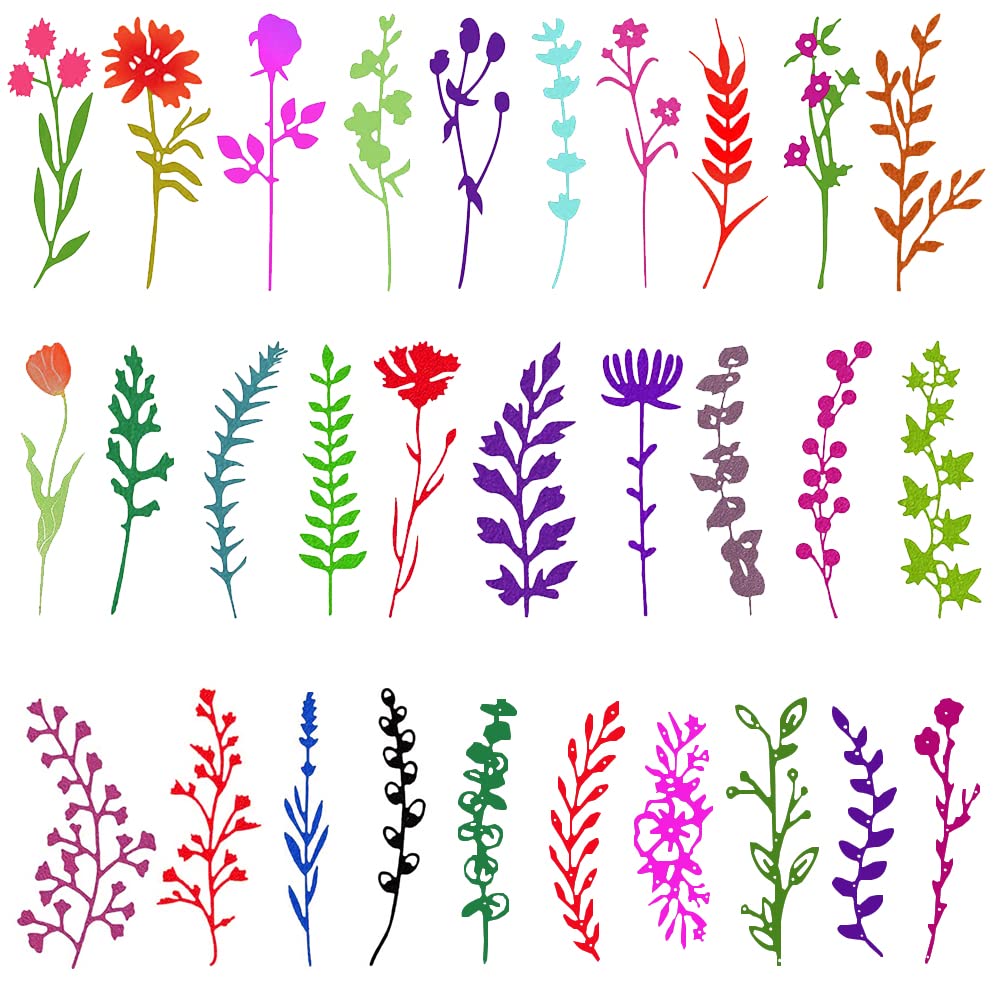 30 PCS Floral Die Cuts for Card Making - Wildflower Cutting Dies, DIY Craft Embossing Stencils | Perfect for Greeting Cards, Scrapbooking, Wedding Invitations & Paper Crafts