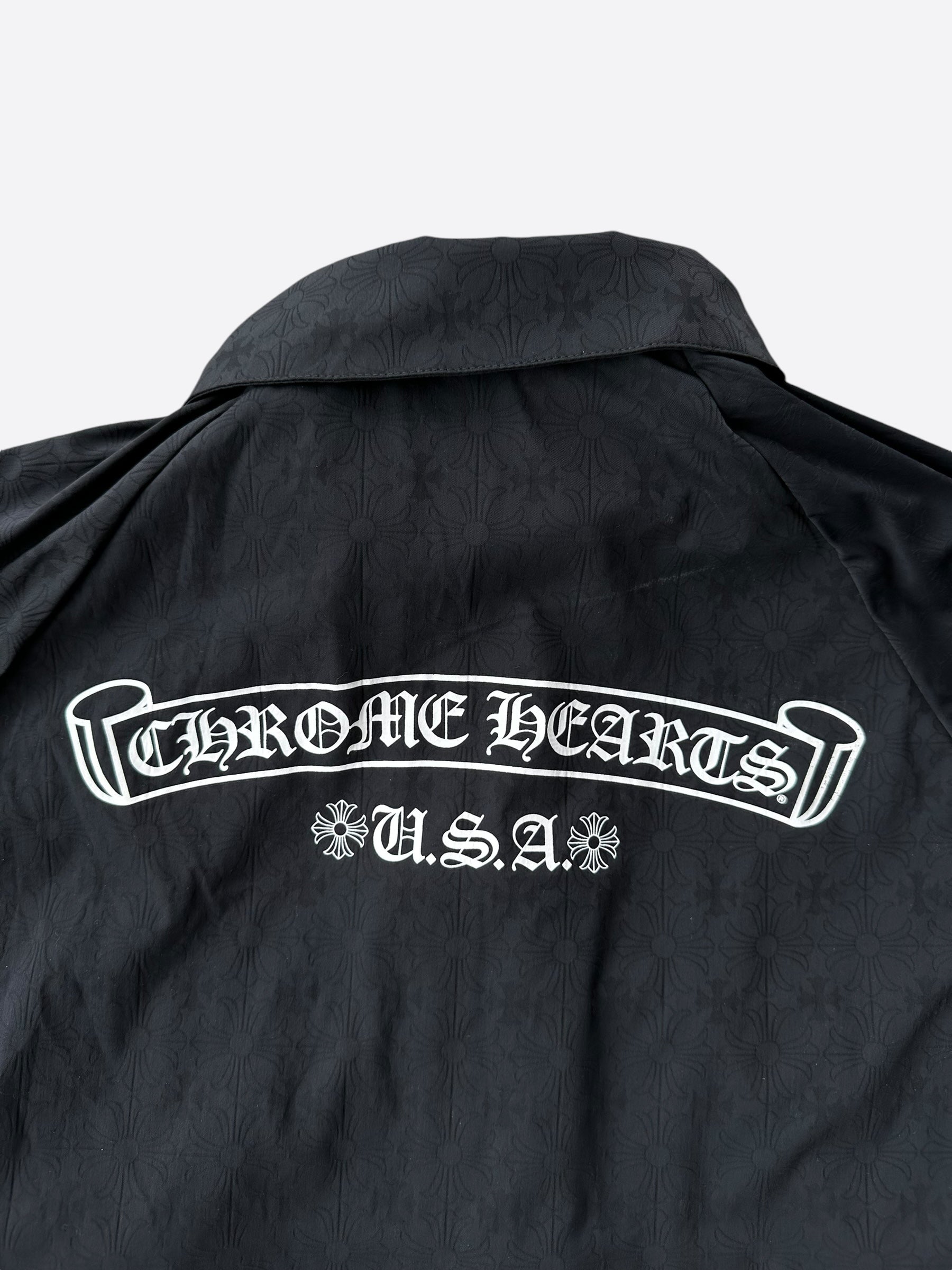 Chrome Hearts Black Cross Jacquard Match Point Windbreaker Jacket - Stylish Streetwear for Men & Women | Perfect for Casual Outfits, Urban Fashion & Outdoor Activities