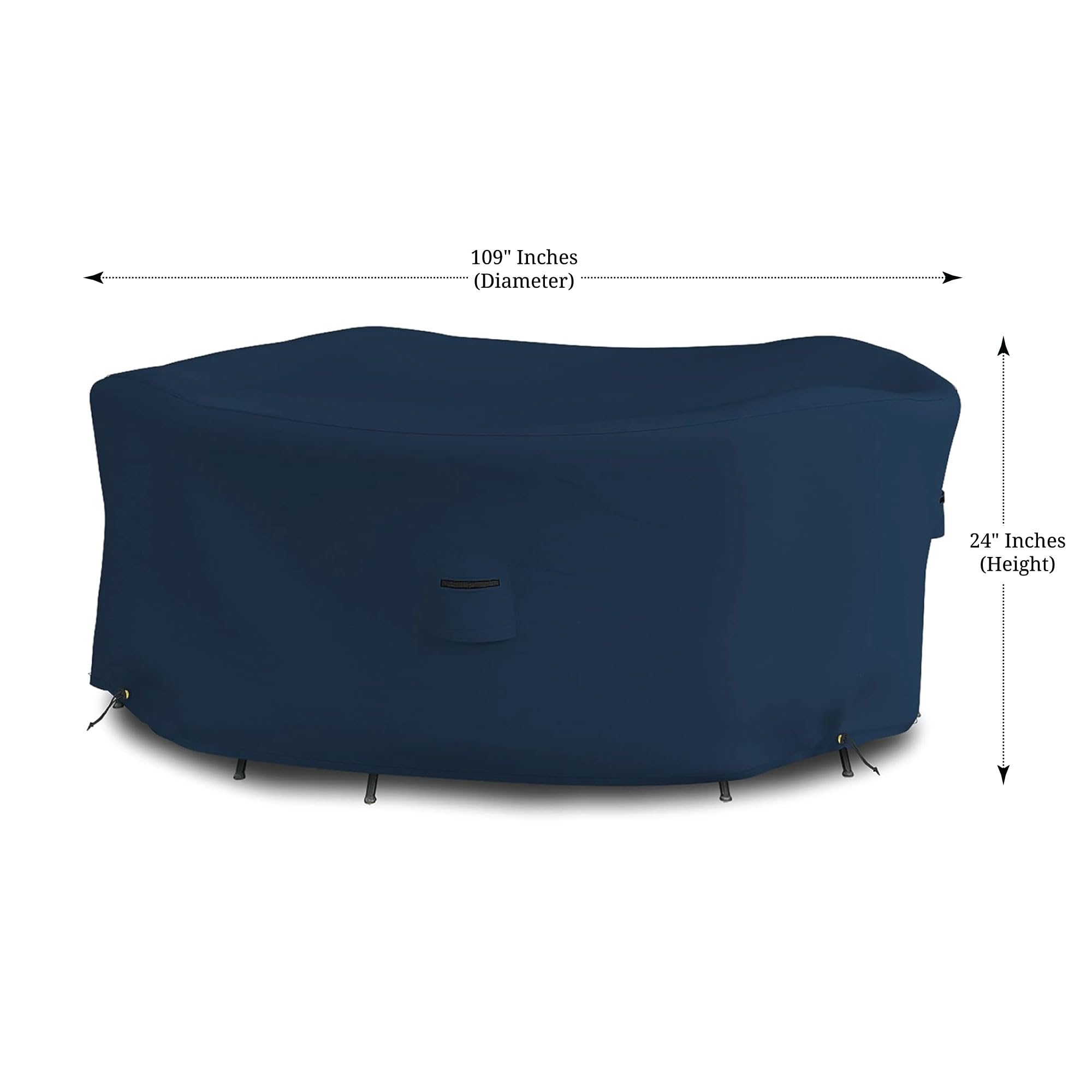 Waterproof UV & Weather Resistant Round Dining Table Cover - 12 Oz Heavy Duty Indoor Outdoor Patio Furniture Protector with Air Vents & Drawstrings (109