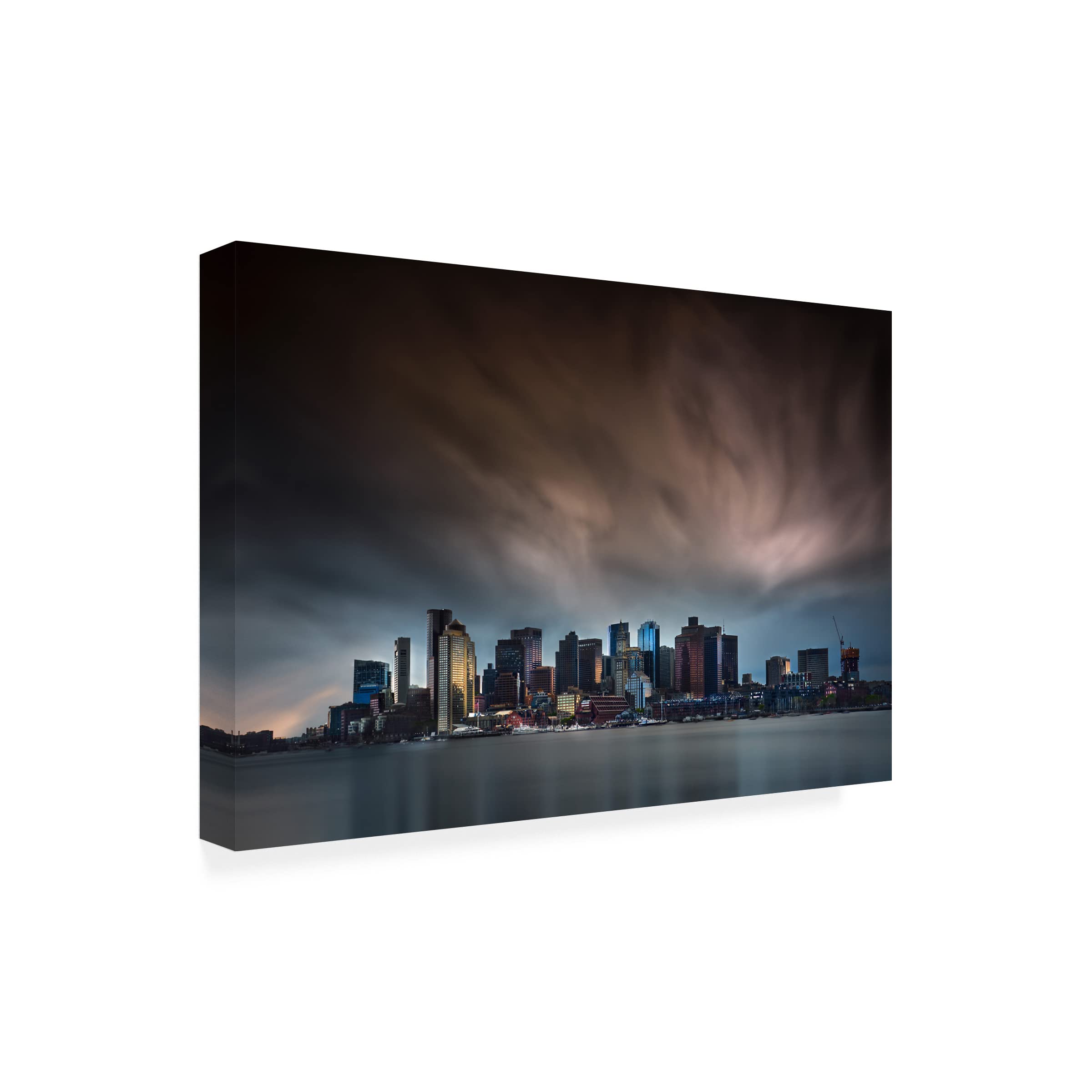 Trademark Fine Art 'Boston Skyline' Canvas Wall Art Print by Miki Joven - Modern Cityscape Decor for Living Room, Office & Bedroom