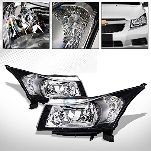 2011-2016 Chevy Cruze Black Crystal Clear Headlights & Signal Lamps - Factory Style Replacement - Perfect for Night Driving & Car Customization