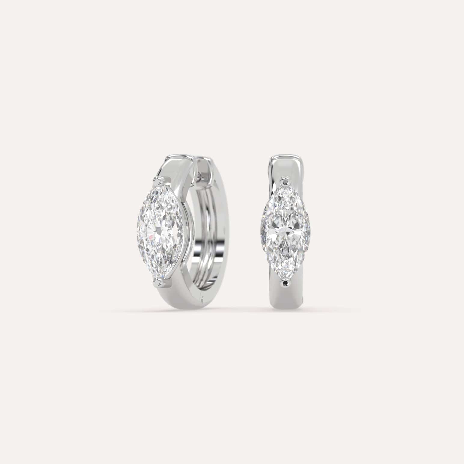 2 Carat Marquise Cut Diamond Hoop Earrings - 14K White Gold Dangle Earrings for Women, Perfect for Weddings, Parties & Special Occasions