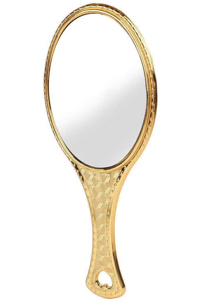 Victor Enterprises Small Oval Gold Plastic Handheld Mirror - 3 Inch Beauty Makeup Mirror for Bathroom, Dressing Table, Shaving & Travel | Portable Cosmetic Mirror for Home, Hotel & On-the-Go Use
