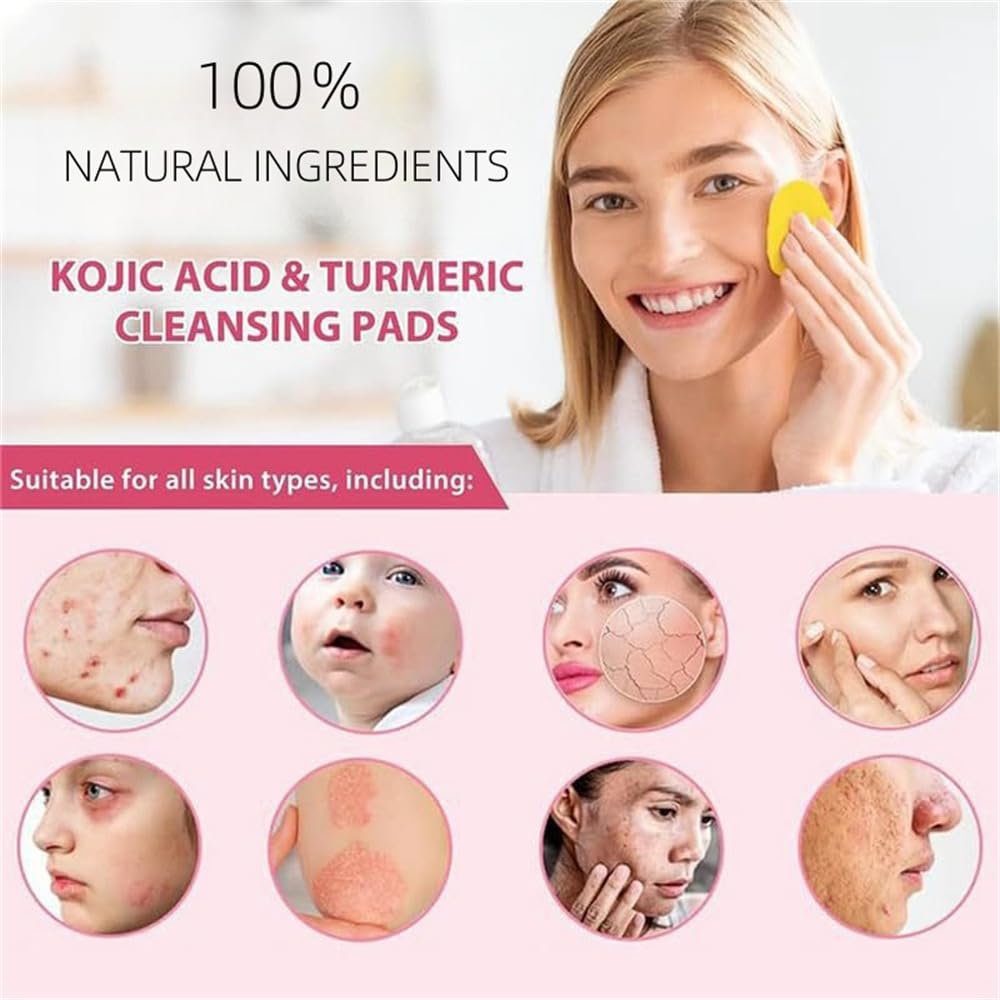 Turmeric Cleansing Pads for Face - Exfoliating Facial Scrub to Balance Skin Oil & Moisture | Gentle Daily Skincare for Acne, Dark Spots & Glowing Complexion