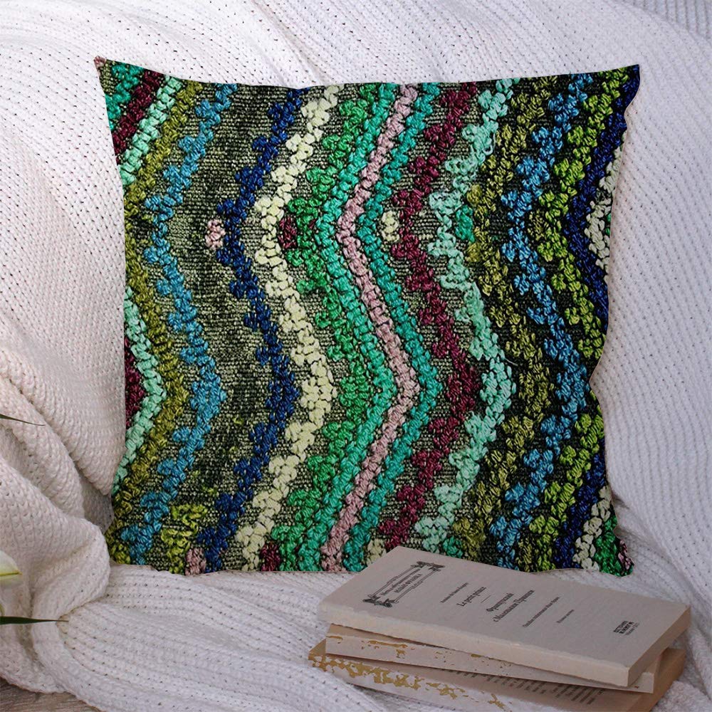 Decorative Polyester Throw Pillow Covers 18x18 Inch - Woven Zigzag Pattern in Pink & White, Guatemalan Inspired Textured Square Cushion Covers for Sofa, Couch & Home Decor | Perfect for Living Room, Bedroom & Office Accents