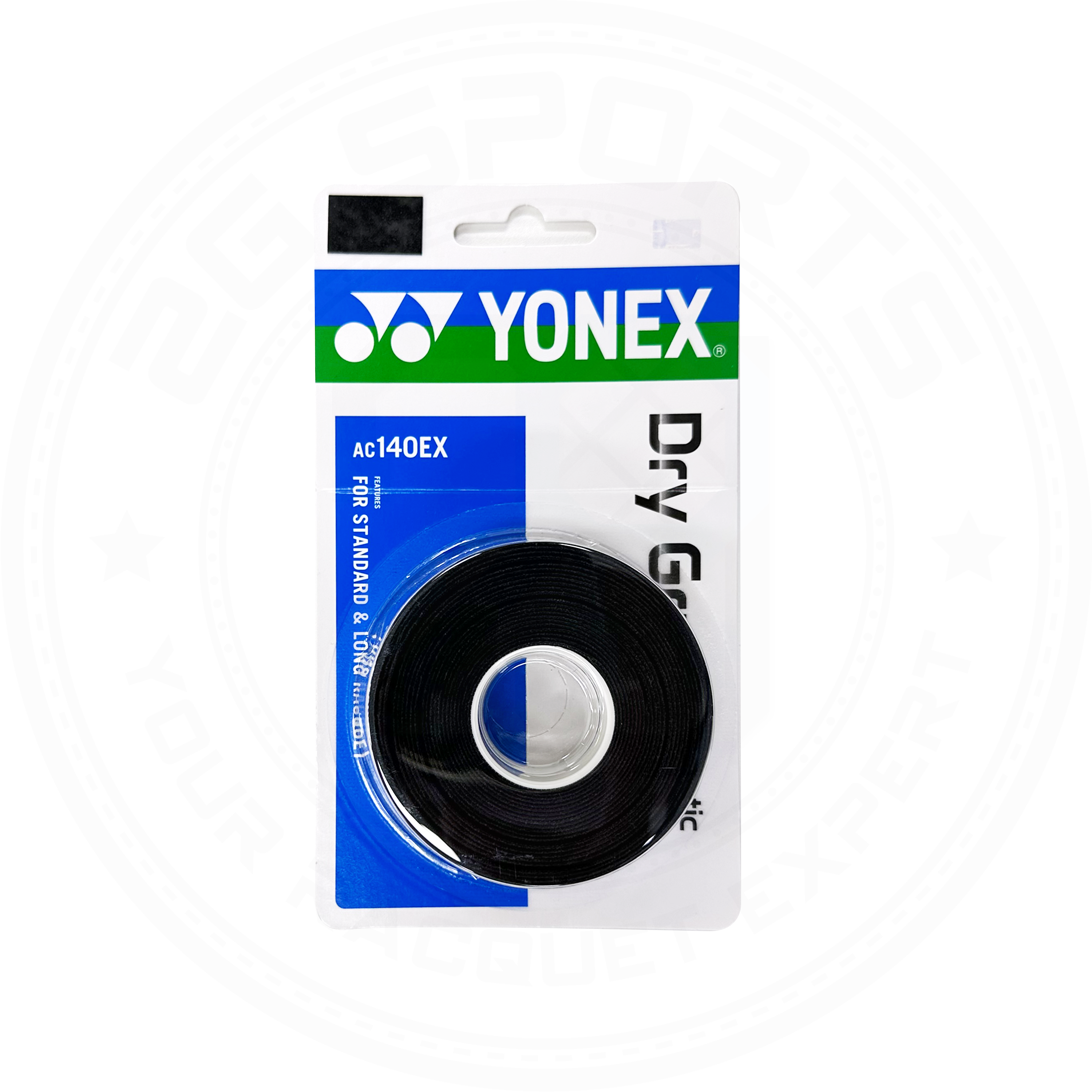 Yonex AC140EX Dry Grip Tennis Overgrip (3 Wraps) - Non-Slip Sweat Absorption for Enhanced Performance in Hot Weather Matches