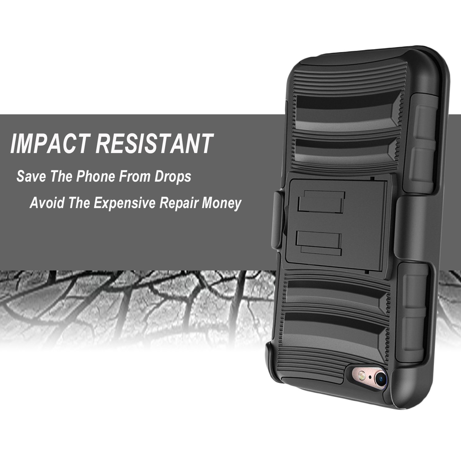 Premium iPhone 6/6S Case with Kickstand, HD Screen Protector & Belt Clip Holster - Includes Free Stylus Pen (Black) | Perfect for Work, Travel & Everyday Protection
