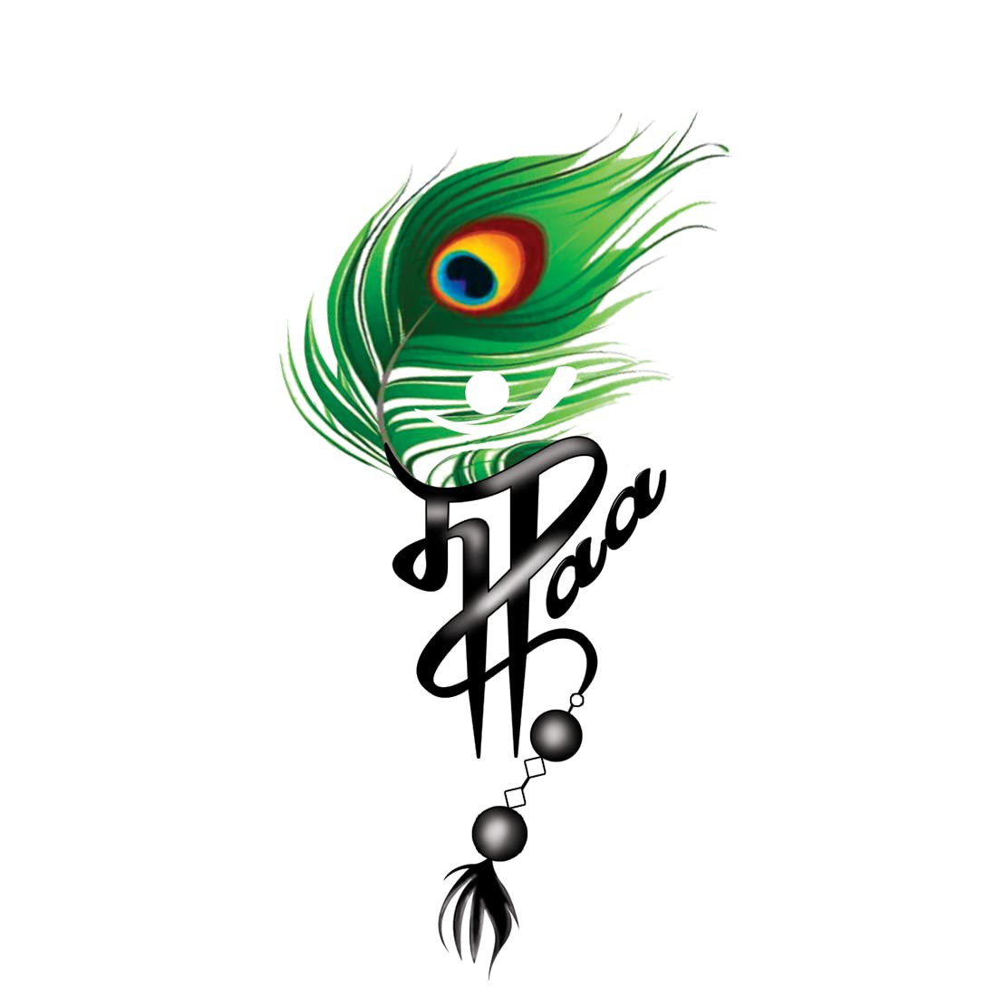 Waterproof Temporary Tattoo for Men & Women - Feather with Maa Paa Design, Multicolor Body Art | Perfect for Festivals, Parties, and Summer Beach Looks