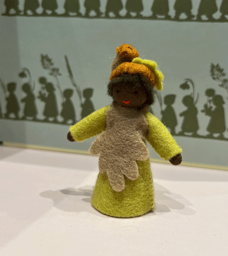 Dark Skin Acorn Waldorf Felt Flower Fairy Doll - Handmade Waldorf Inspired Toy for Imaginative Play, Nature Tables & Waldorf Education