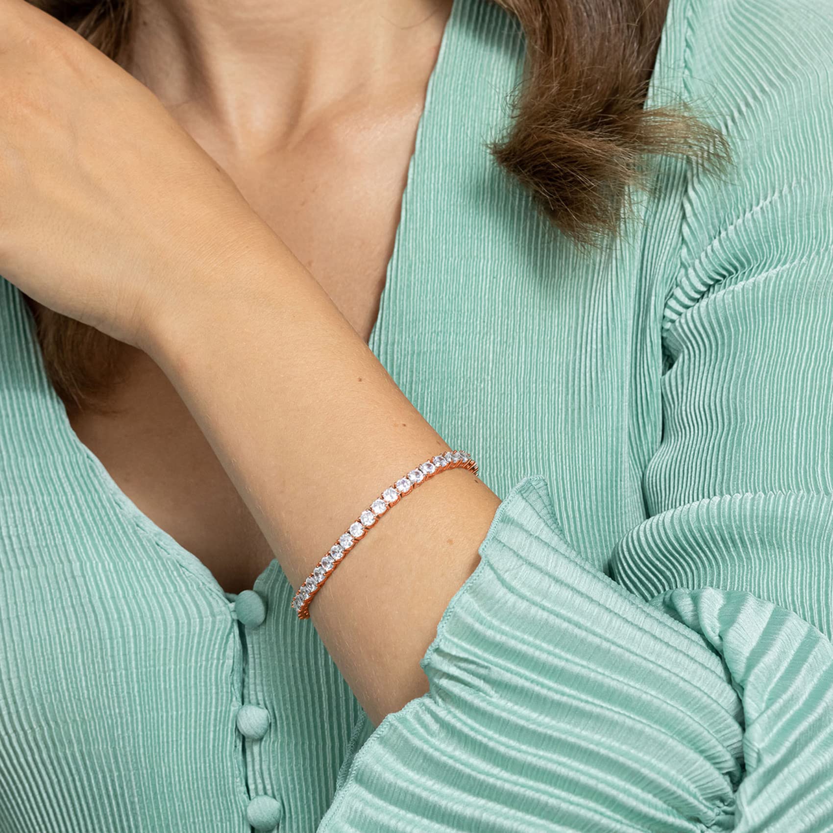 PAVOI 14K Gold Plated Cubic Zirconia Tennis Bracelet for Women | 4mm CZ Classic Elegant Bracelet | Adjustable 6.5-7.5 Inch | Perfect for Weddings, Anniversaries & Special Occasions
