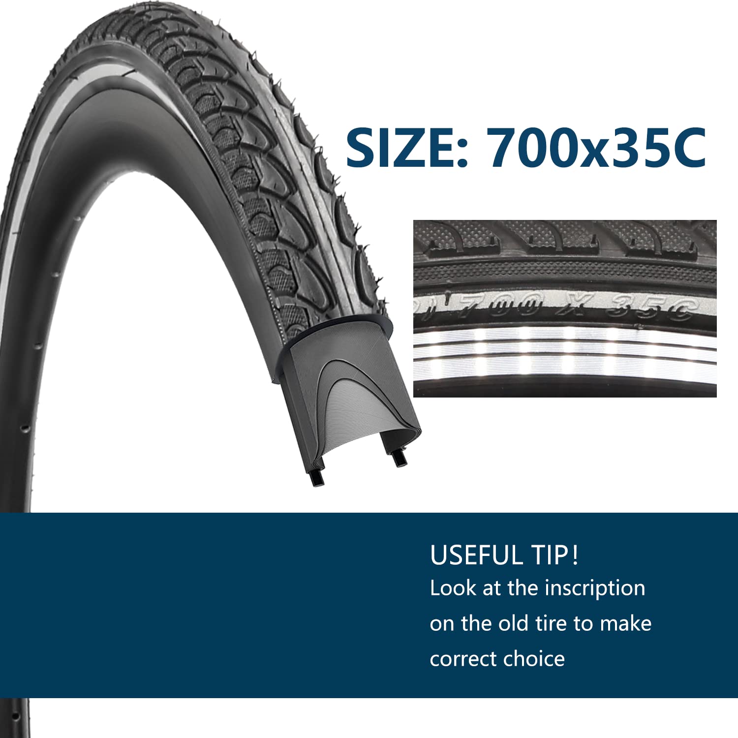 SIMEIQI 700x35C Bike Tires with Reflective Sidewall - Foldable Bicycle Tires for Road & Hybrid Bikes - Perfect for Commuting, Touring & Urban Cycling