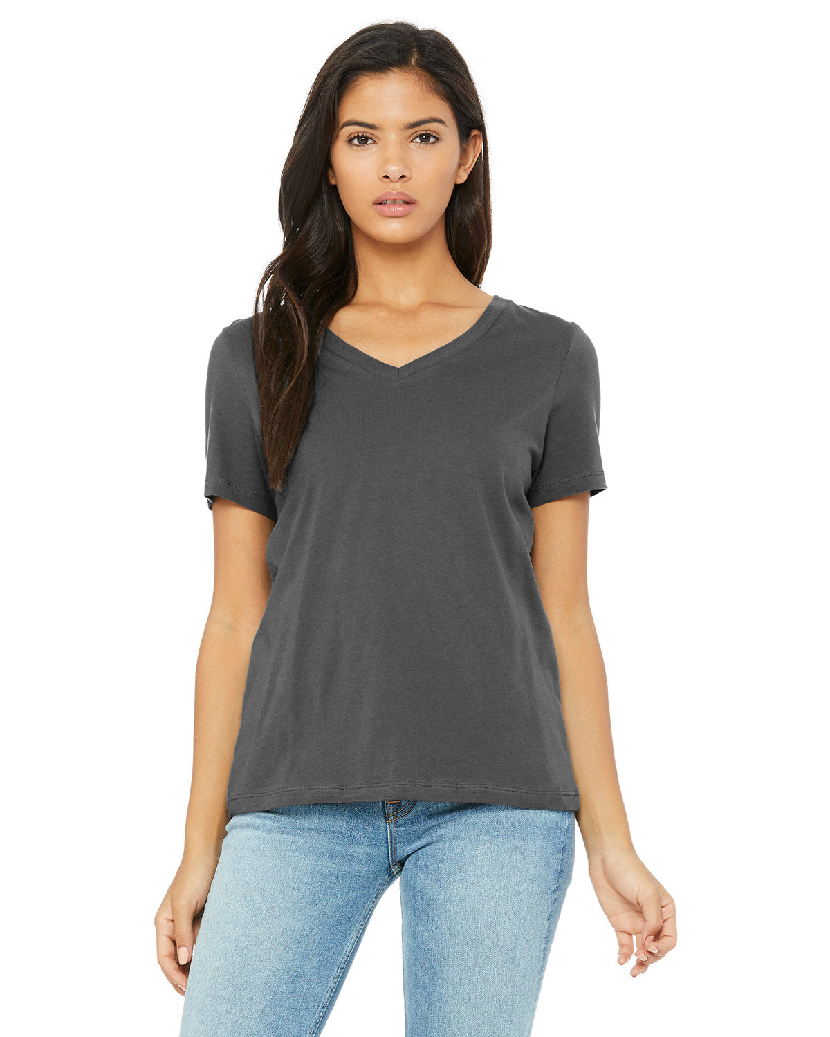 Bella + Canvas 6405 Women's Relaxed Fit Jersey V-Neck T-Shirt - Soft Comfortable Casual Tee for Everyday Wear, Lounge & Outfits