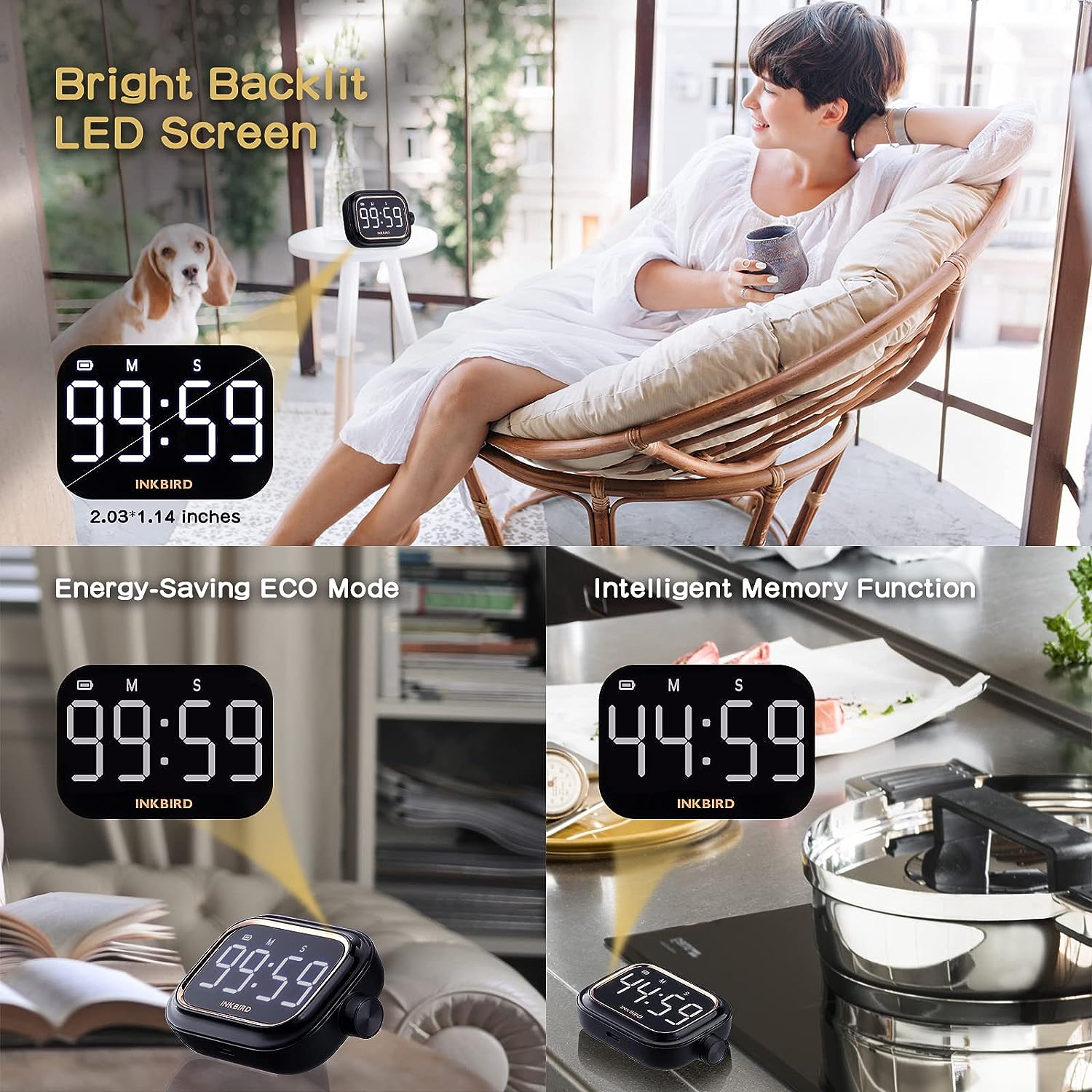 Digital Kitchen Timer IDT 02 - Countdown & Alarm Cooking Timer for Baking, Grilling, and Meal Prep - Perfect for Home Chefs & Professional Kitchens
