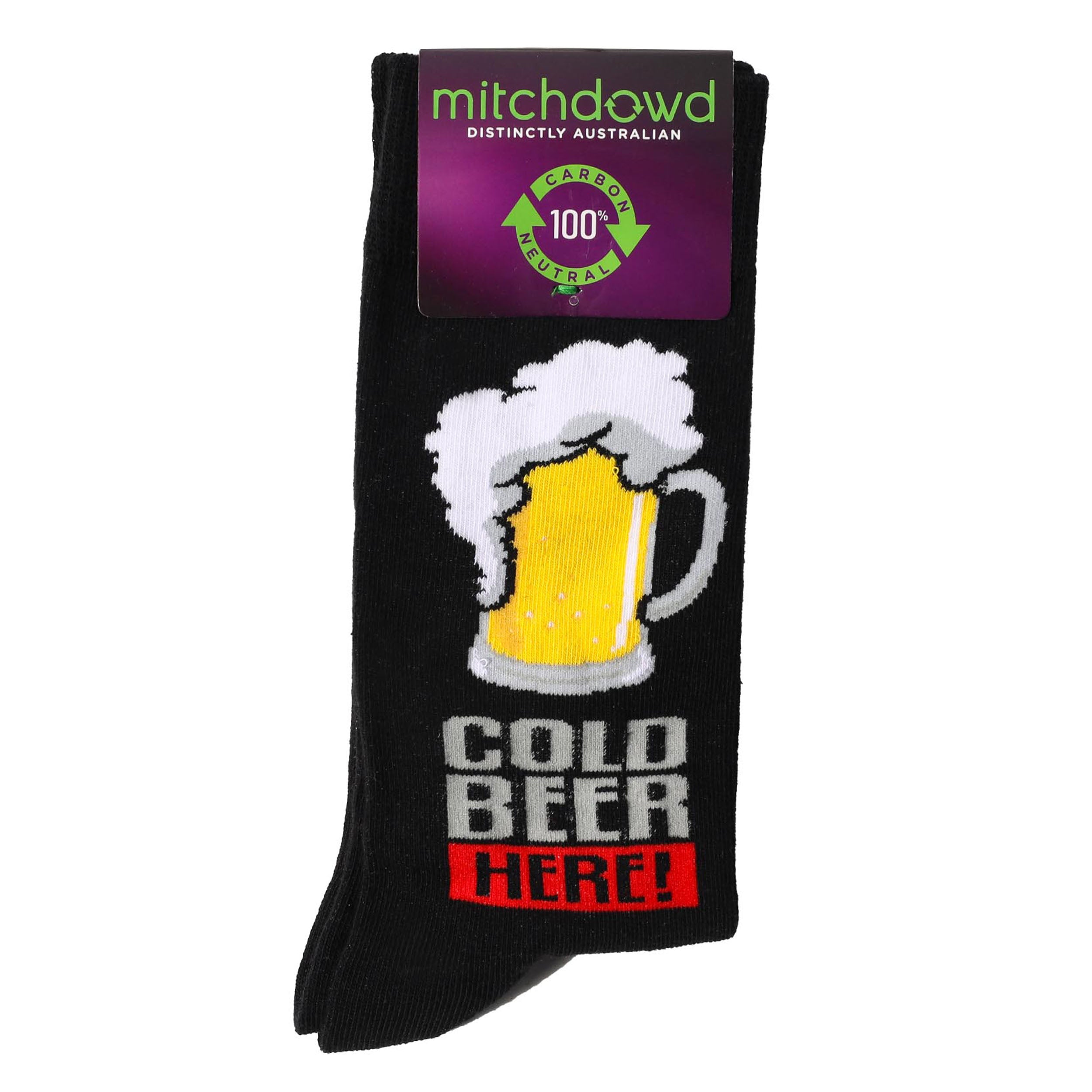 Men's Black Cotton Crew Socks for Cold Beer - Soft & Breathable Ankle Socks for Casual Wear, Work, and Outdoor Activities