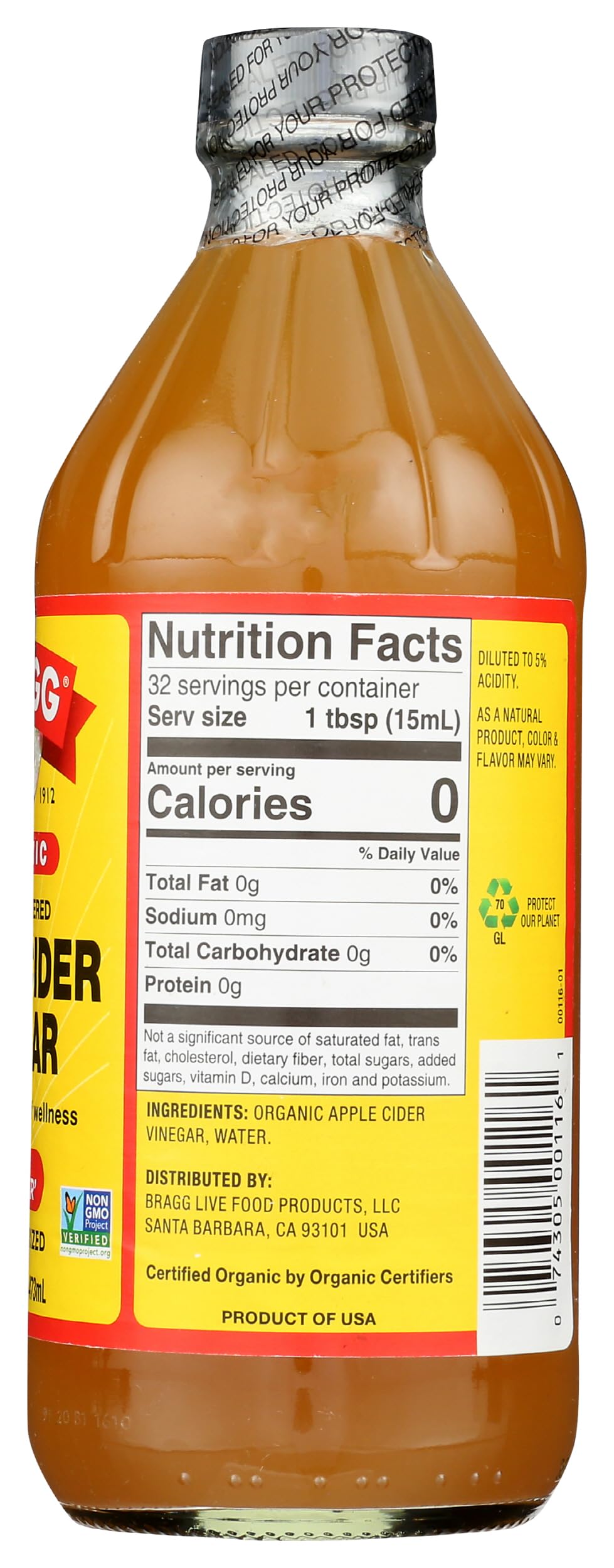 Bragg Organic Apple Cider Vinegar with The Mother - 16 fl oz Bottle | Raw, Unfiltered, Gluten-Free | Perfect for Detox, Weight Loss & Salad Dressing