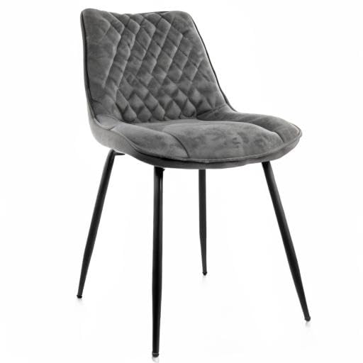 Elama Gry Tufted Chair Set of 2 - Modern Gray Upholstered Accent Chairs for Living Room, Bedroom, or Office - Comfortable Tufted Back and Soft Fabric Seating
