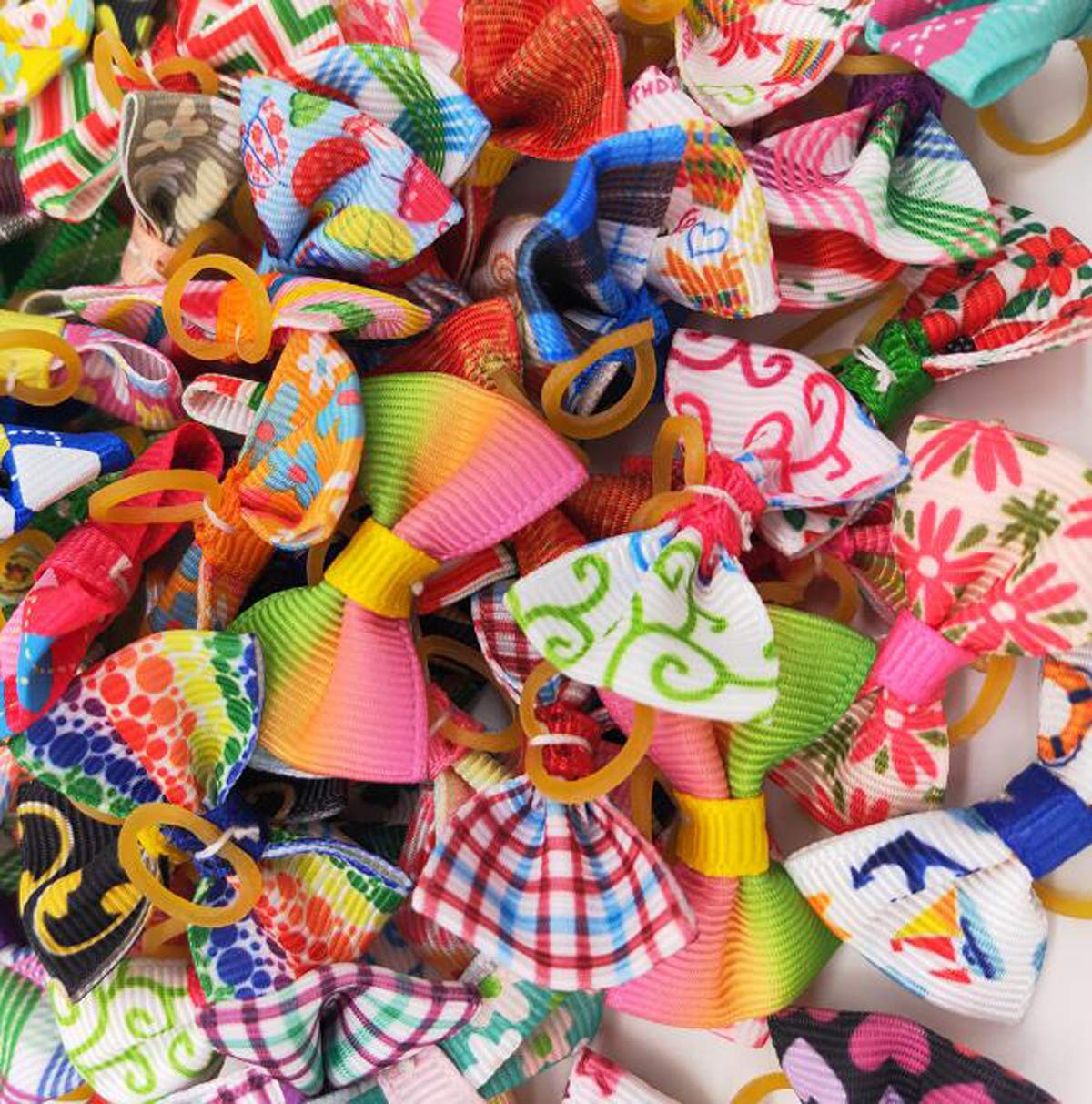 20 Pcs Plaid Dog Bows - Pet Grooming Hair Accessories for Topknot & Playtime