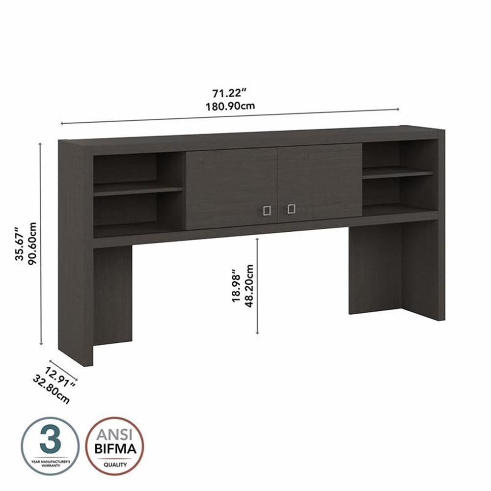 Bush Business Furniture Echo 72W Desk Hutch in Charcoal Maple - Home Office Desk Organizer with Storage Shelf for Computer, Printer & Office Supplies - Perfect for Work from Home & Small Office Spaces