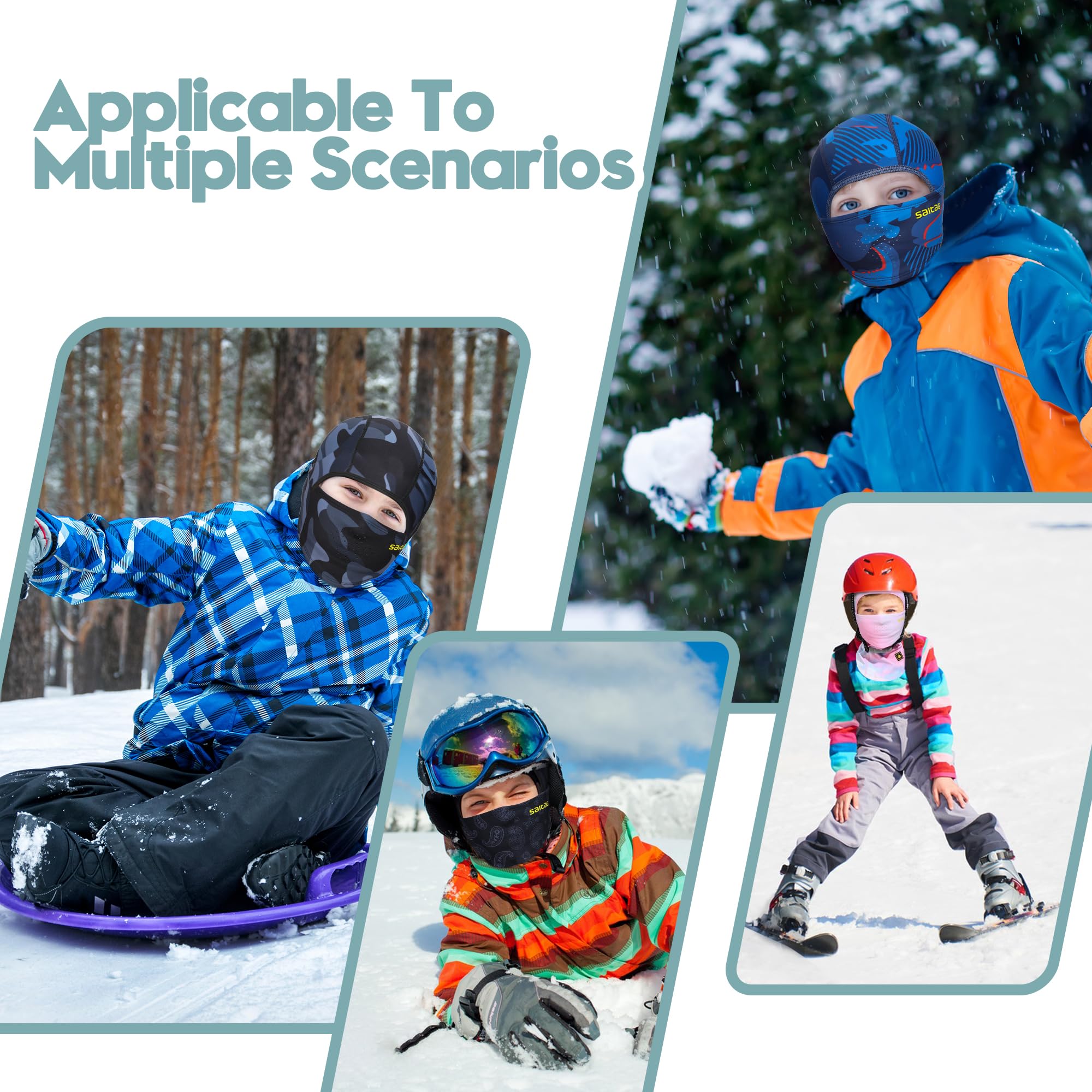 Kids Balaclava Ski Mask - Winter Warm Fleece Full Face Cover for Boys & Girls - Cold Weather Gear for Skiing, Snowboarding, Cycling & Outdoor Activities