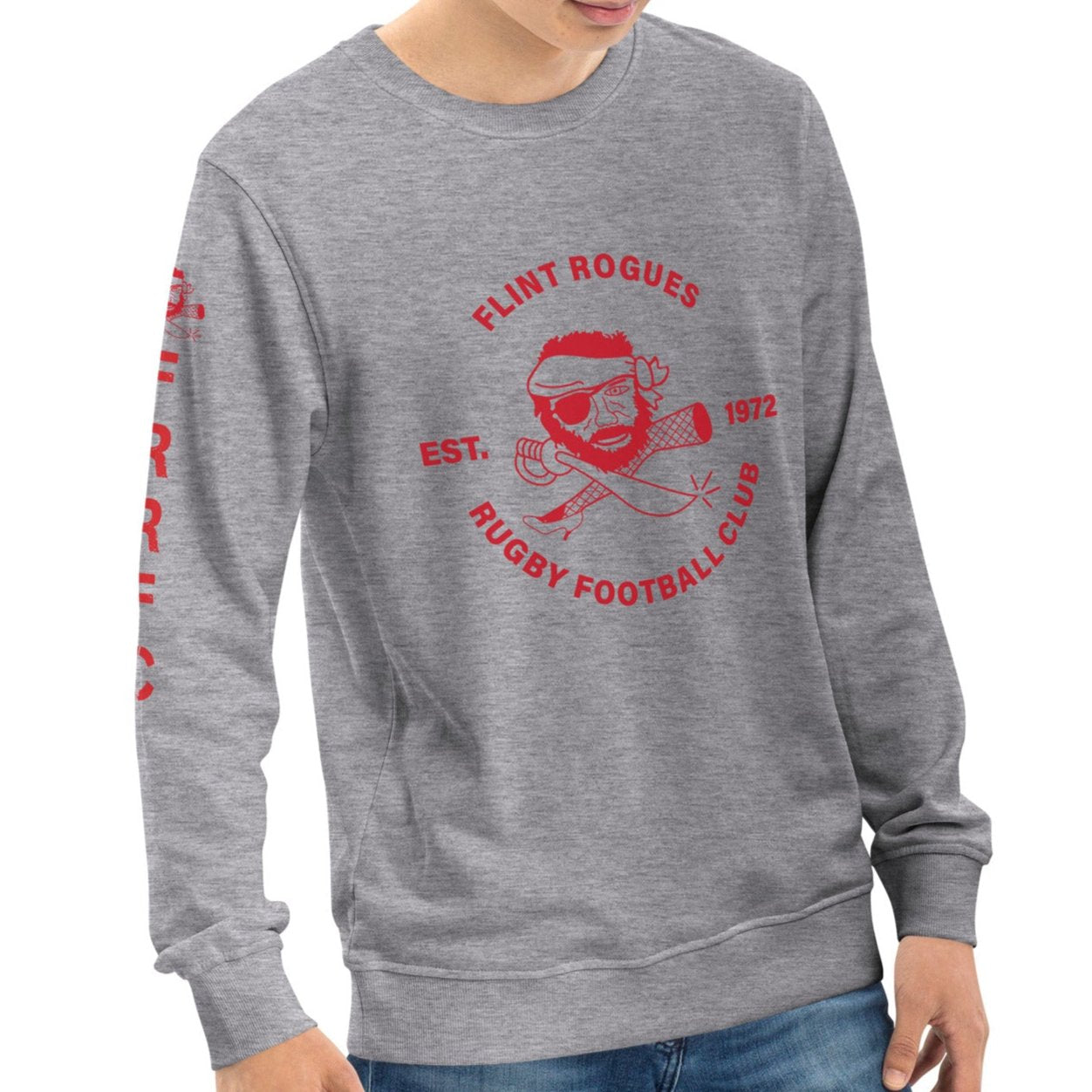 Flint Rogues RFC Retro Vintage Crewneck Sweatshirt | Men's & Women's Casual Pullover | 90s Streetwear Style for Everyday Wear & Urban Fashion