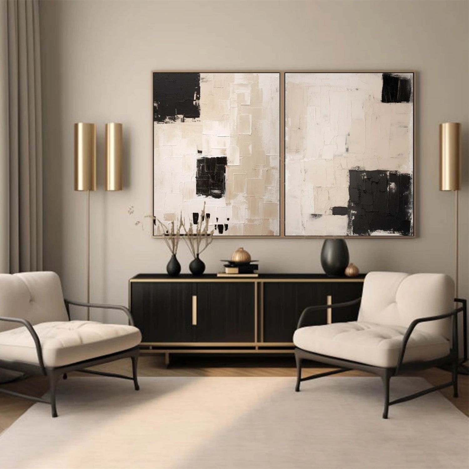 Abstract Tranquility Wall Art Set of 2 - Modern Minimalist Canvas Prints for Living Room, Bedroom & Office Decor - Perfect for Home & Office Wall Decorations