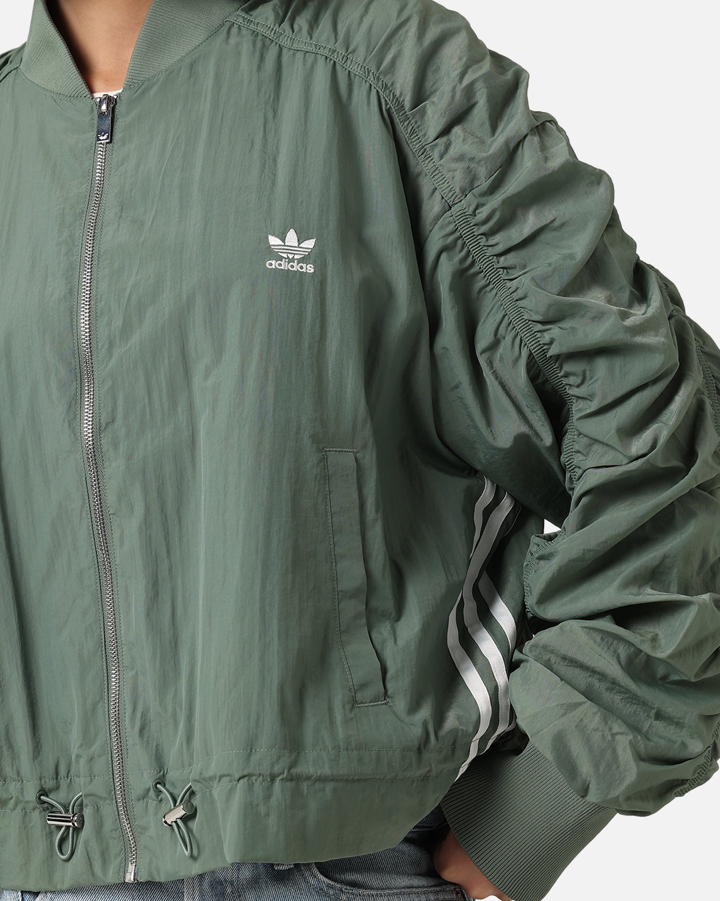 Adidas Women's Lightweight Bomber Jacket - Trace Green | Athletic Outerwear for Running, Travel & Casual Wear