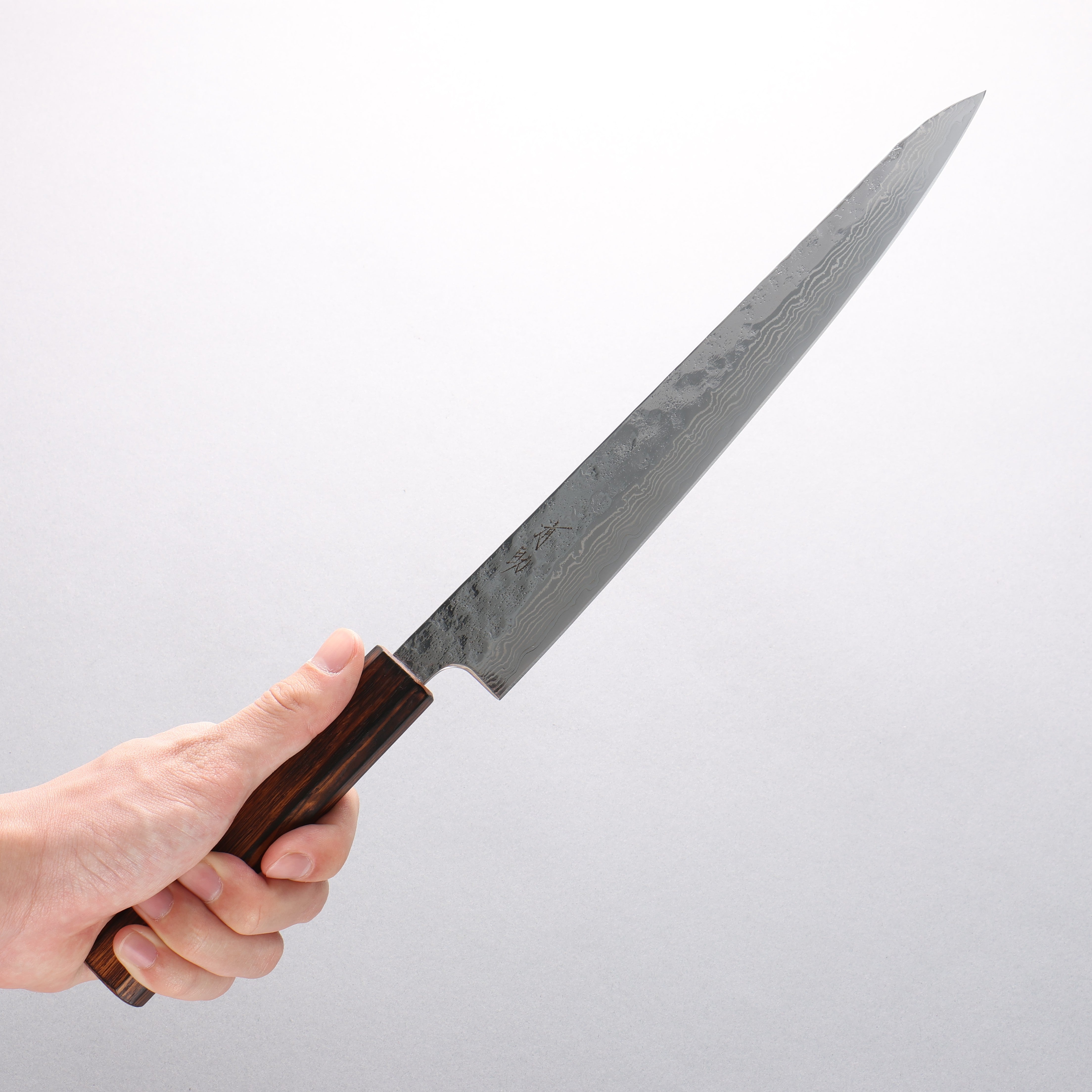 Premium 440C Stainless Steel Hammered Damascus Sujihiki Knife 240mm with Oak Handle - Japanese Kitchen Knife for Slicing Meat, Fish & Sushi - Perfect for Chefs & Home Cooking