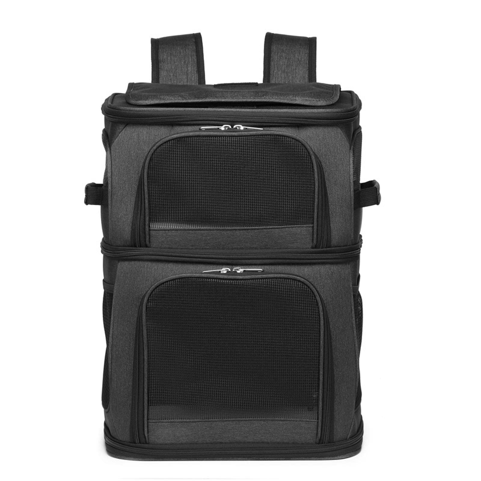 EWTY Double Layer Cat Carrier Backpack - Foldable Pet Travel Bag for Small Dogs & Cats, Breathable & Durable Black Pet Carrier - Perfect for Vet Visits, Air Travel & Outdoor Adventures