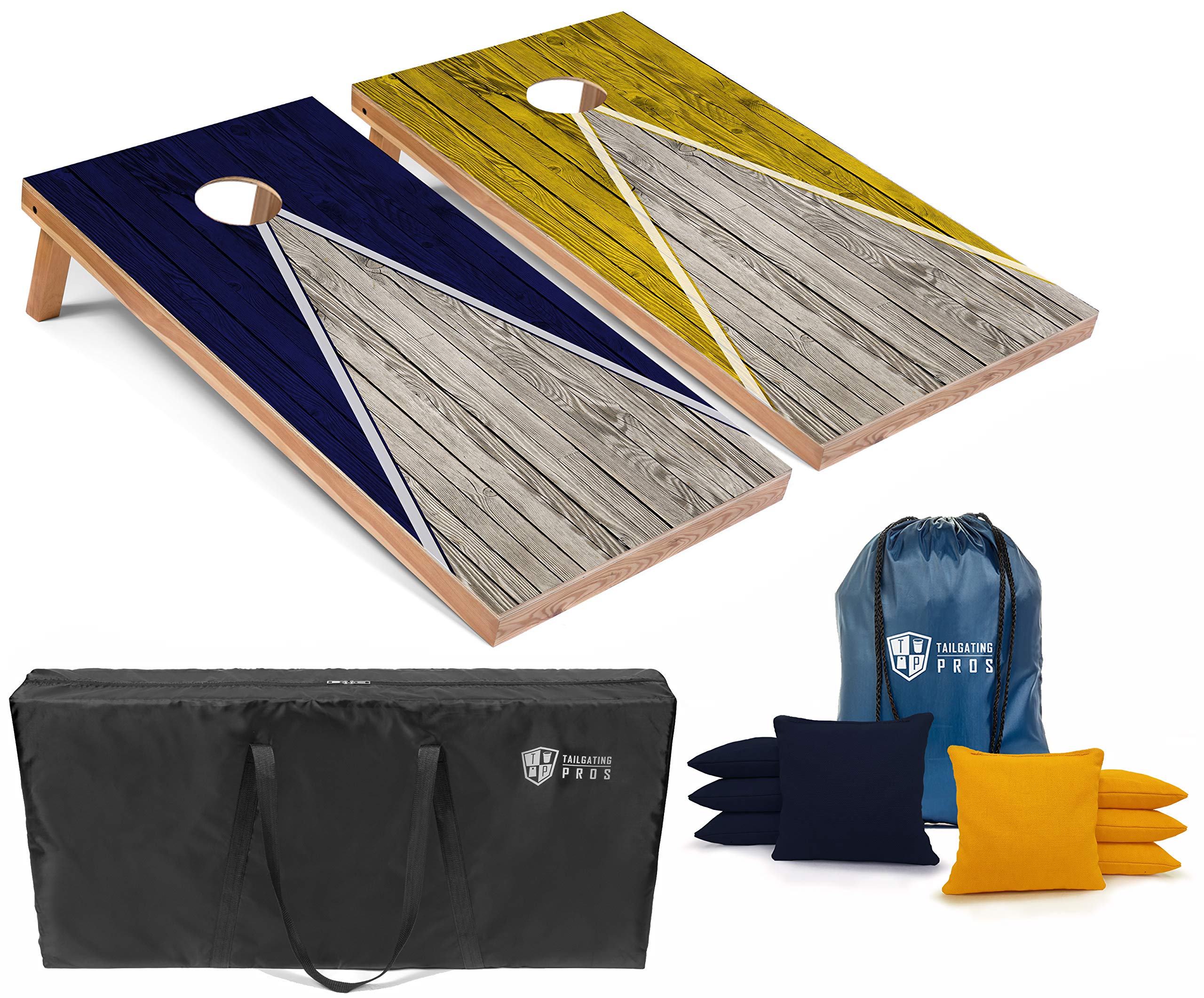 Regulation Cornhole Board Set 4'x2' with LED Ring Lights - Lightweight Pyramid Design for Tailgating, Backyard Parties & Outdoor Games