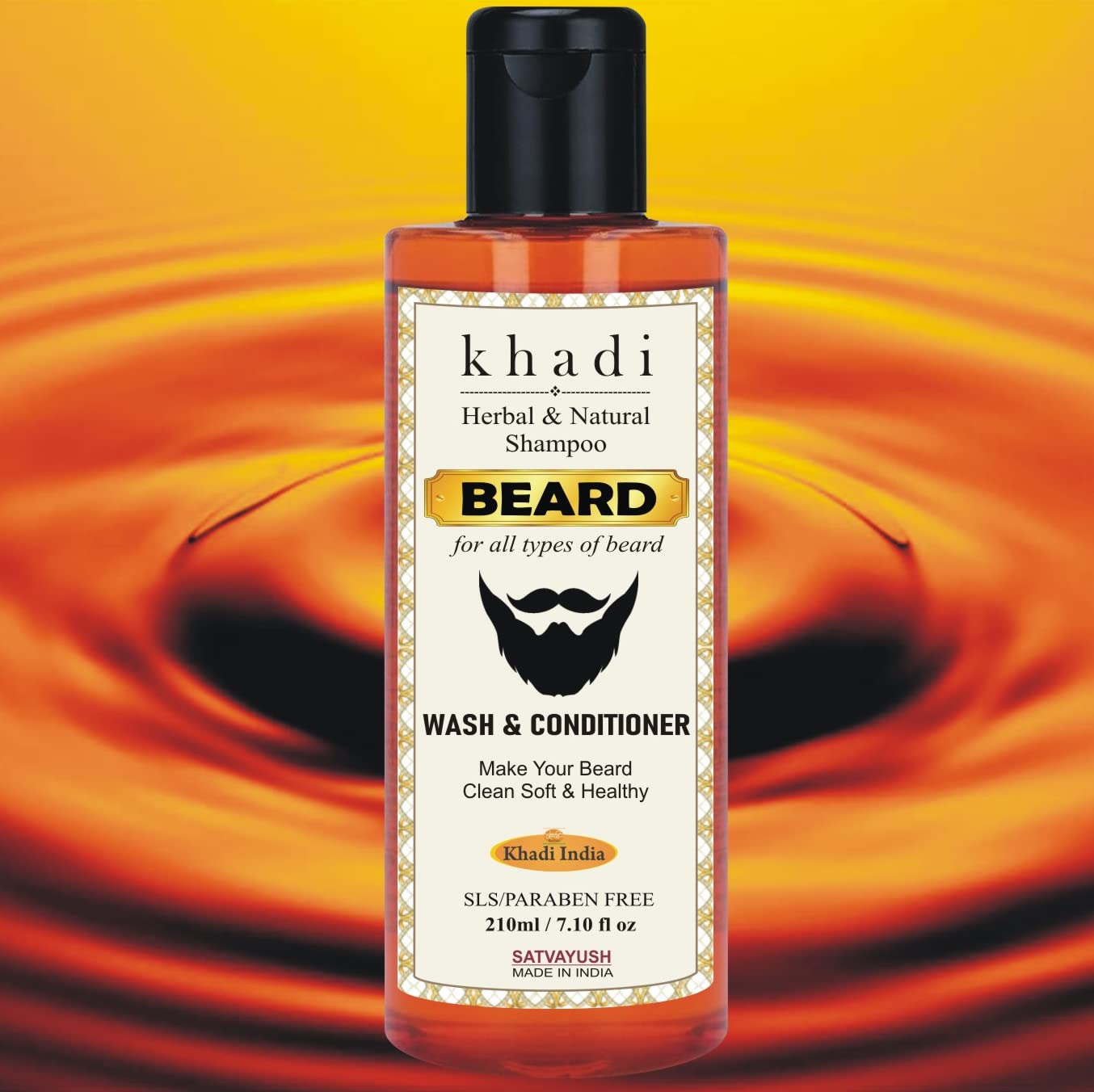 Satvayush Beard Wash & Conditioner for Men - Herbal Scent, Black, 210 ml | Natural Beard Care Kit for Soft & Healthy Facial Hair | Perfect for Daily Grooming & Styling