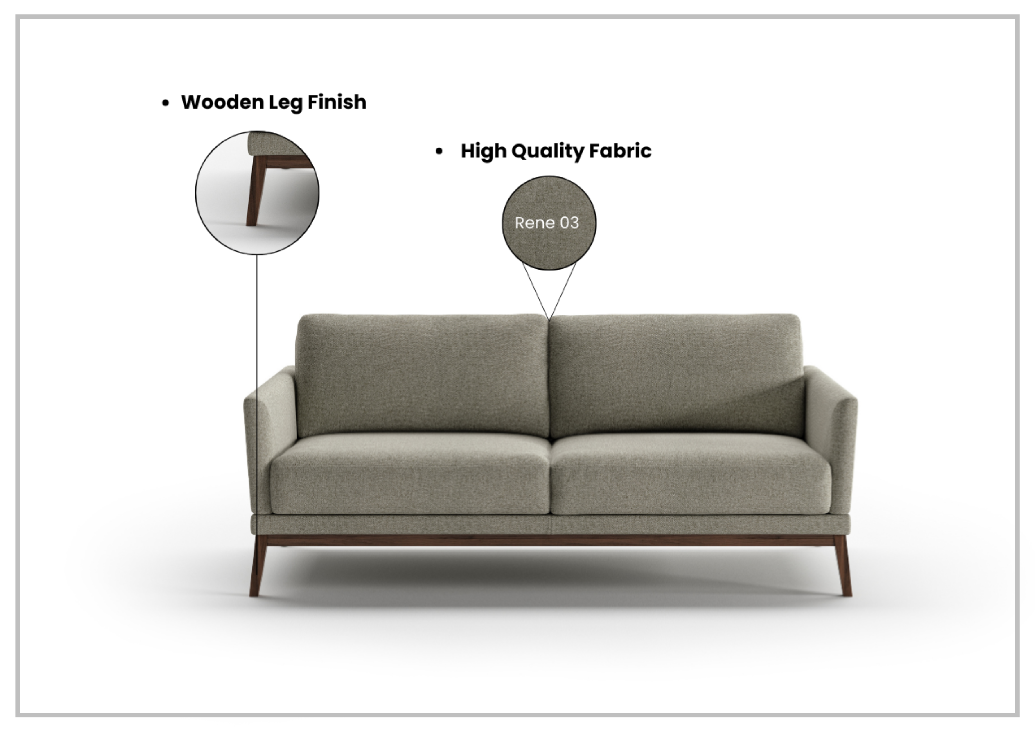 Premium Luonto Viola Fabric Sofa with Superior Seat Cushion - Comfortable Modern Living Room Furniture for Home & Office Use