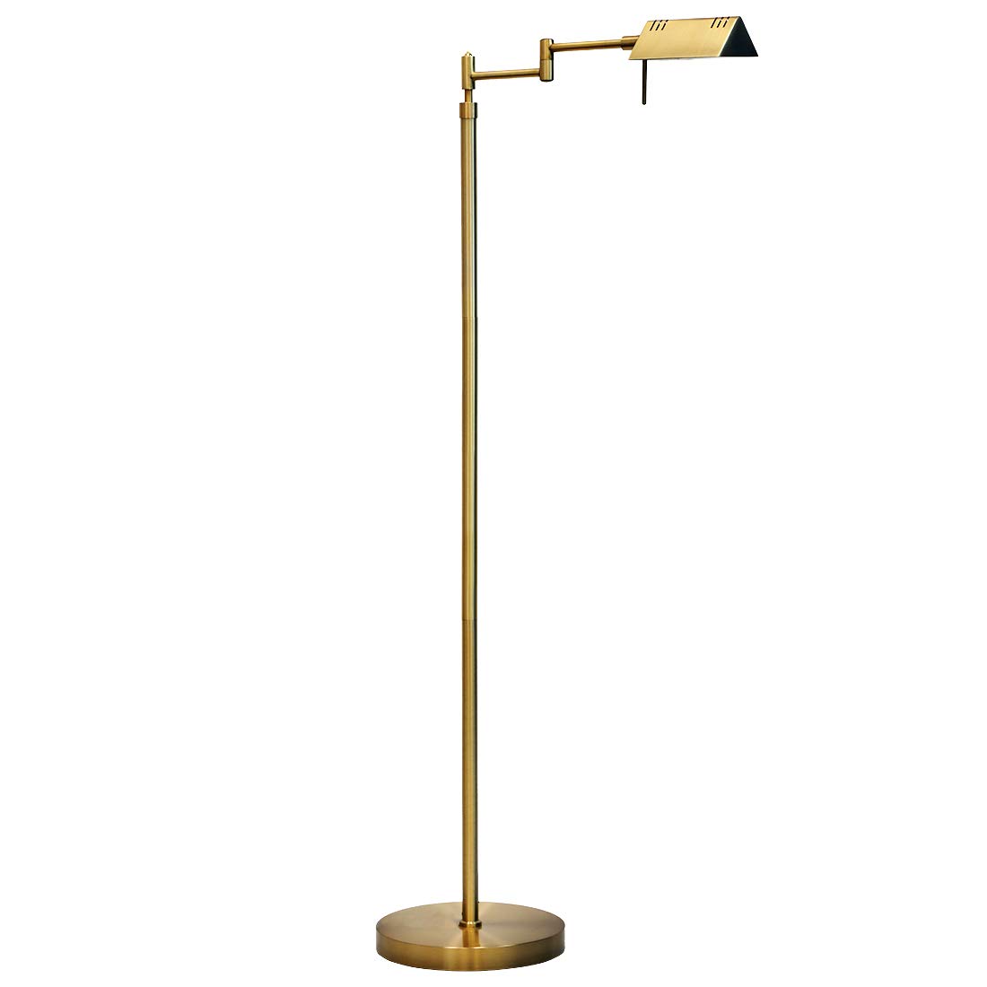 O'Bright Adjustable LED Pharmacy Floor Lamp - 12W Dimmable Standing Light with 360° Swing Arms & Height Adjustment - Antique Brass (Gold) - Perfect for Reading, Sewing, Crafts & Home Office - ETL Certified