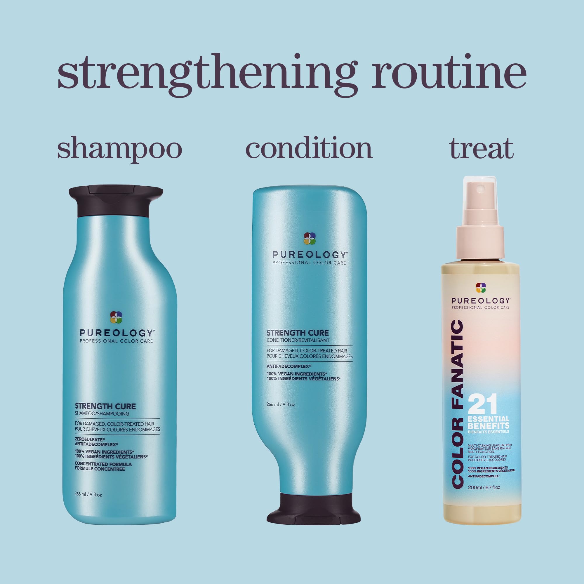 Pureology Strength Cure Shampoo - Sulfate-Free Damage Repair & Strengthening Shampoo for Damaged & Color-Treated Hair | Restores Strength, Seals Split Ends | Vegan & Cruelty-Free | Perfect for Daily Hair Care & Salon-Quality Results at Home