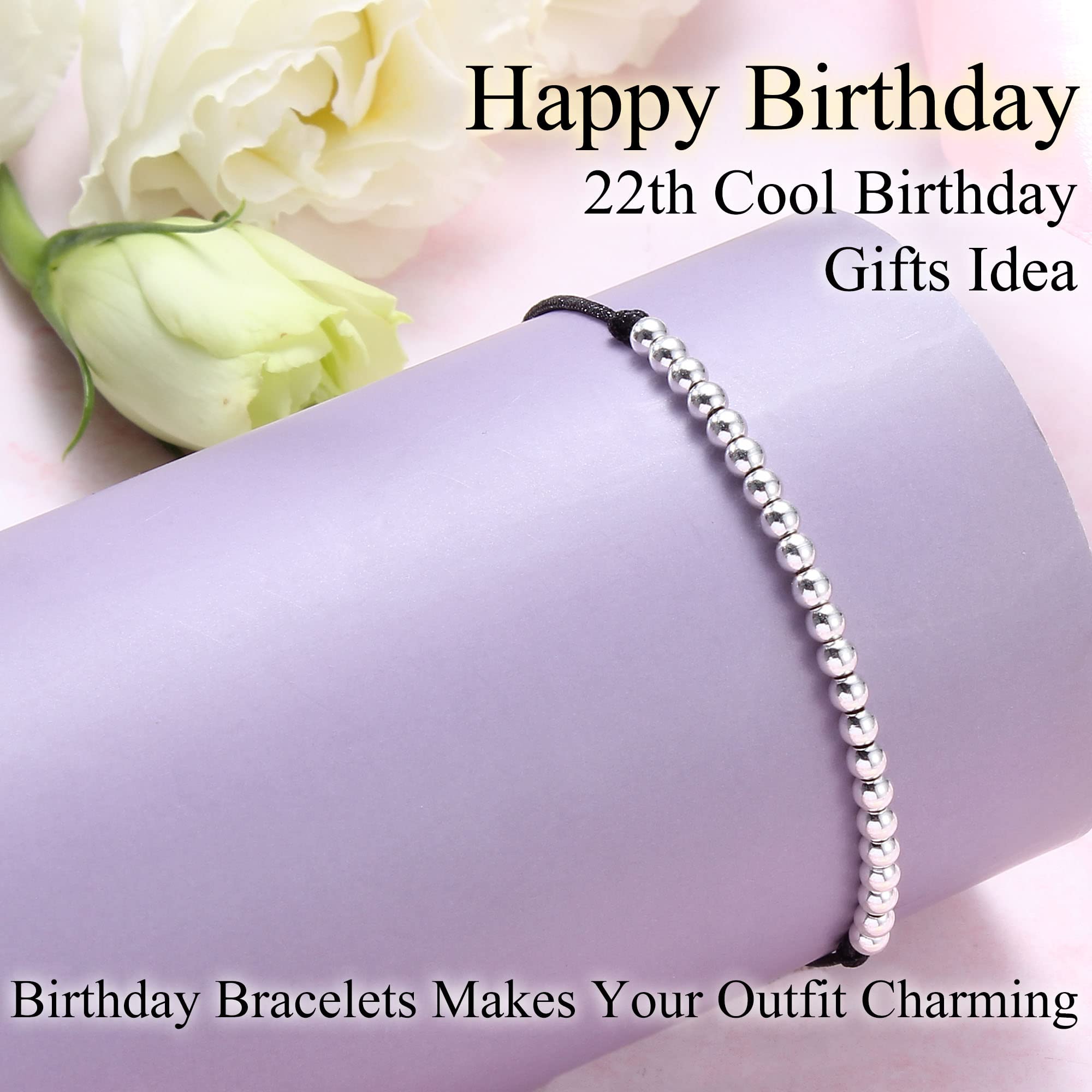 Birthday Bracelets for Women - Adjustable Beaded Bracelet Gift for Teen Girls, Daughter, Wife, Sister & Best Friend - Silver, Gold & Rose Gold Jewelry - Perfect for Birthdays, Christmas & Special Occasions