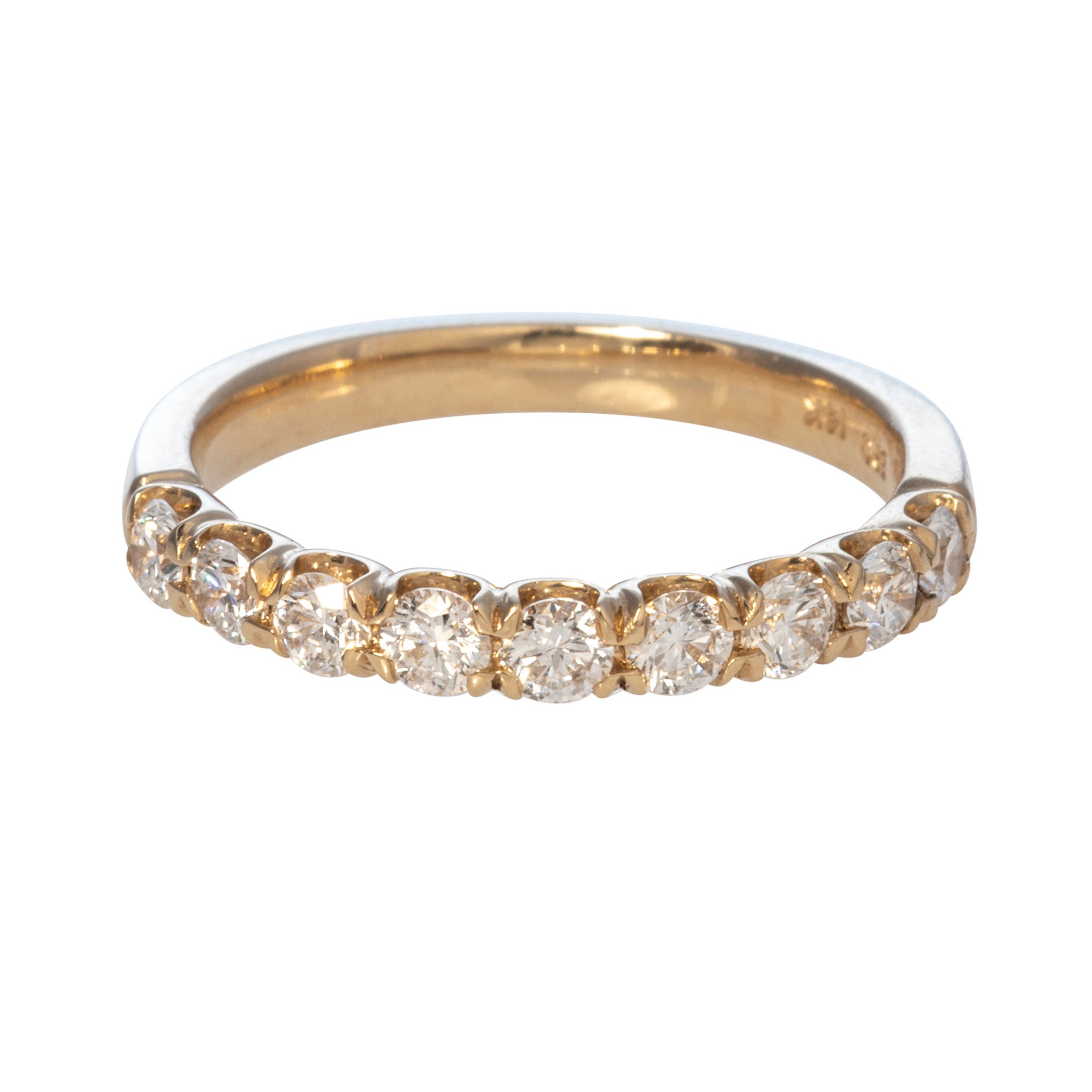 0.65ctw Diamond Pavé 9 Stone 14K Yellow Gold Halfway Eternity Band Ring for Women - Perfect for Weddings, Anniversaries & Special Occasions