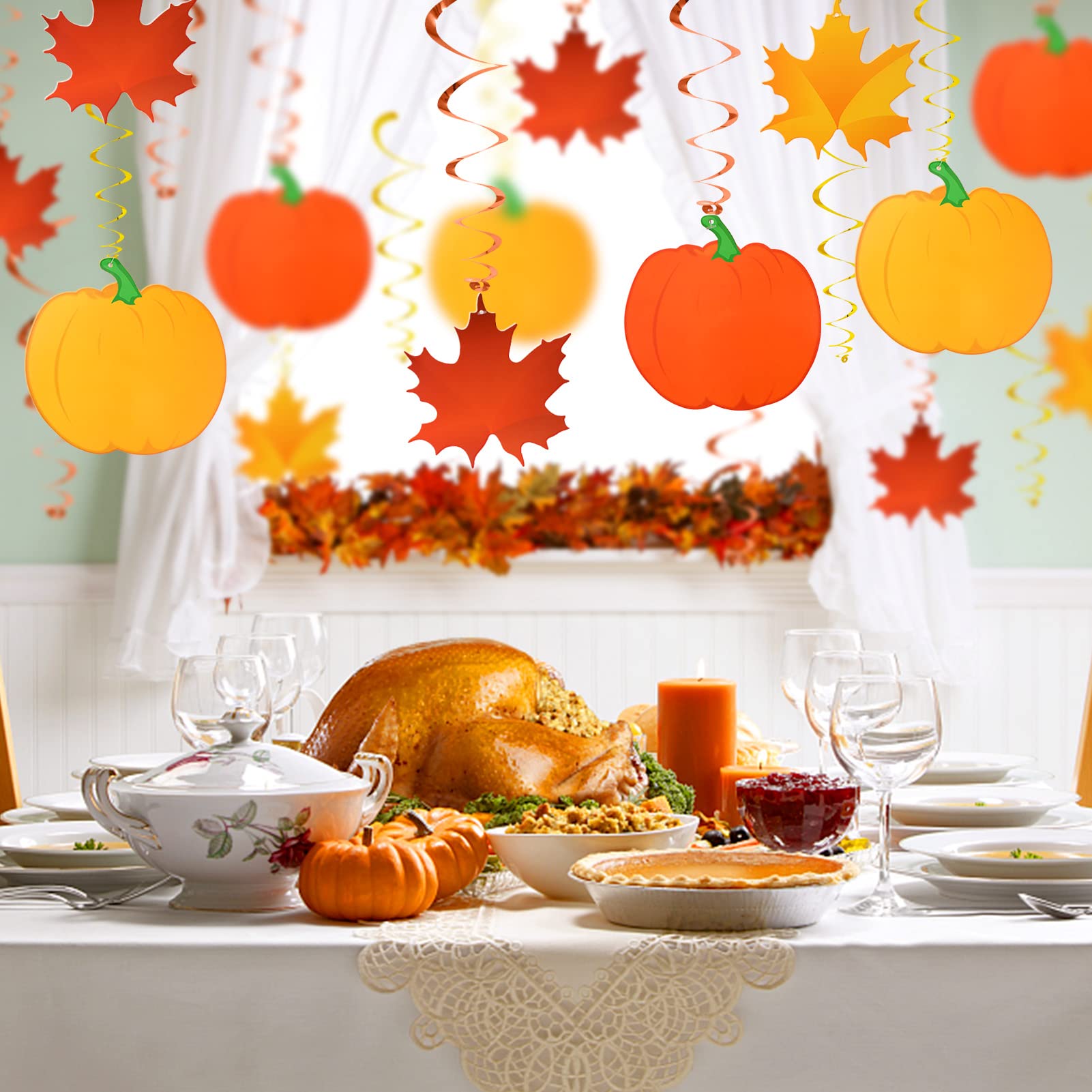 Thanksgiving Swirl Hanging Decorations - Fall & Autumn Home, Office, Birthday, Classroom Party Decor - Perfect for Thanksgiving, Harvest Festivals & Seasonal Celebrations