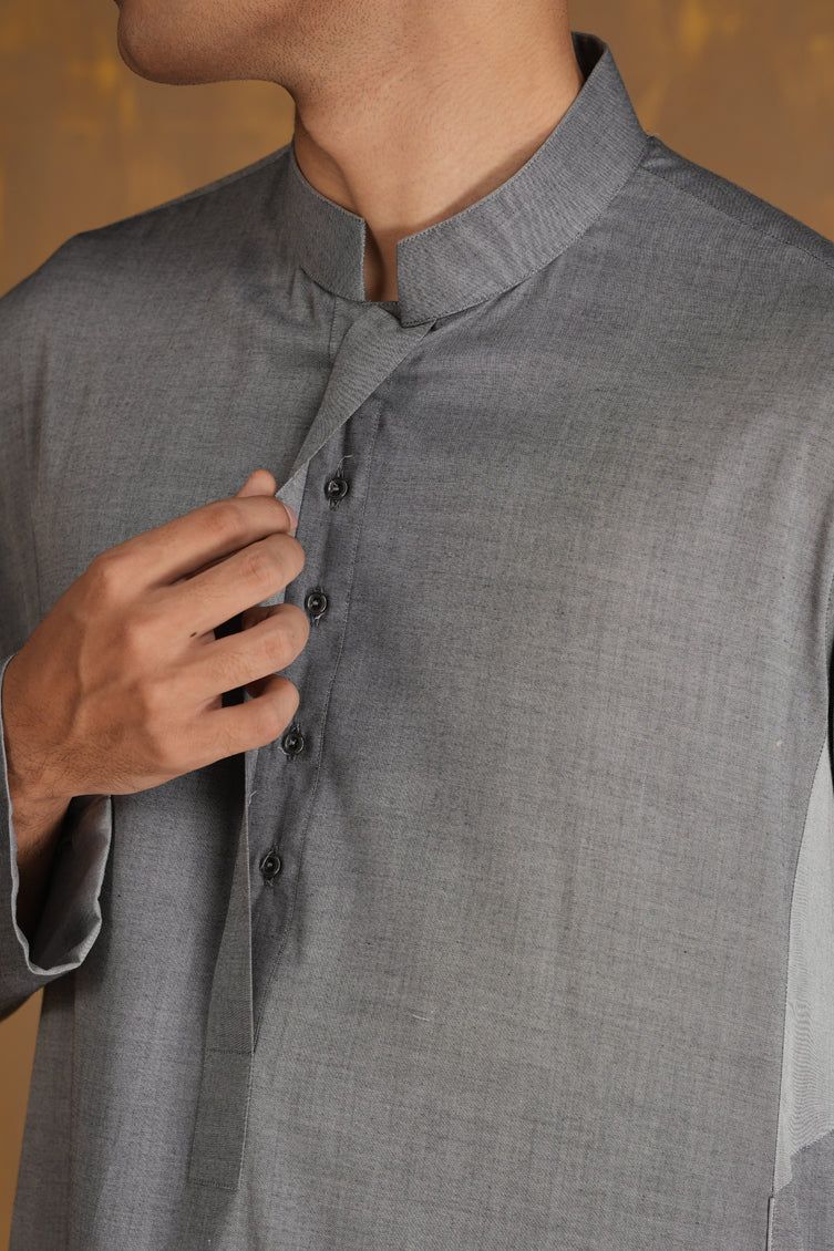 Premium Blended Grey Jubba by J. Junaid Jamshed - Islamic Prayer Dress for Men, Eid Outfit & Modest Fashion Wear - Perfect for Mosque, Religious Ceremonies & Special Occasions